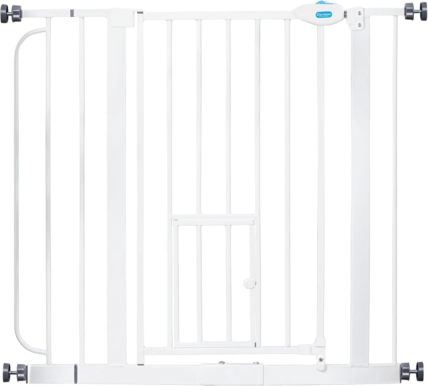 Carlson 29.5-36.5" Extra Wide Dog Gate with Small Pet Door Walk-Through Pressure Mounted Metal Indoor Pet Safety Gate
