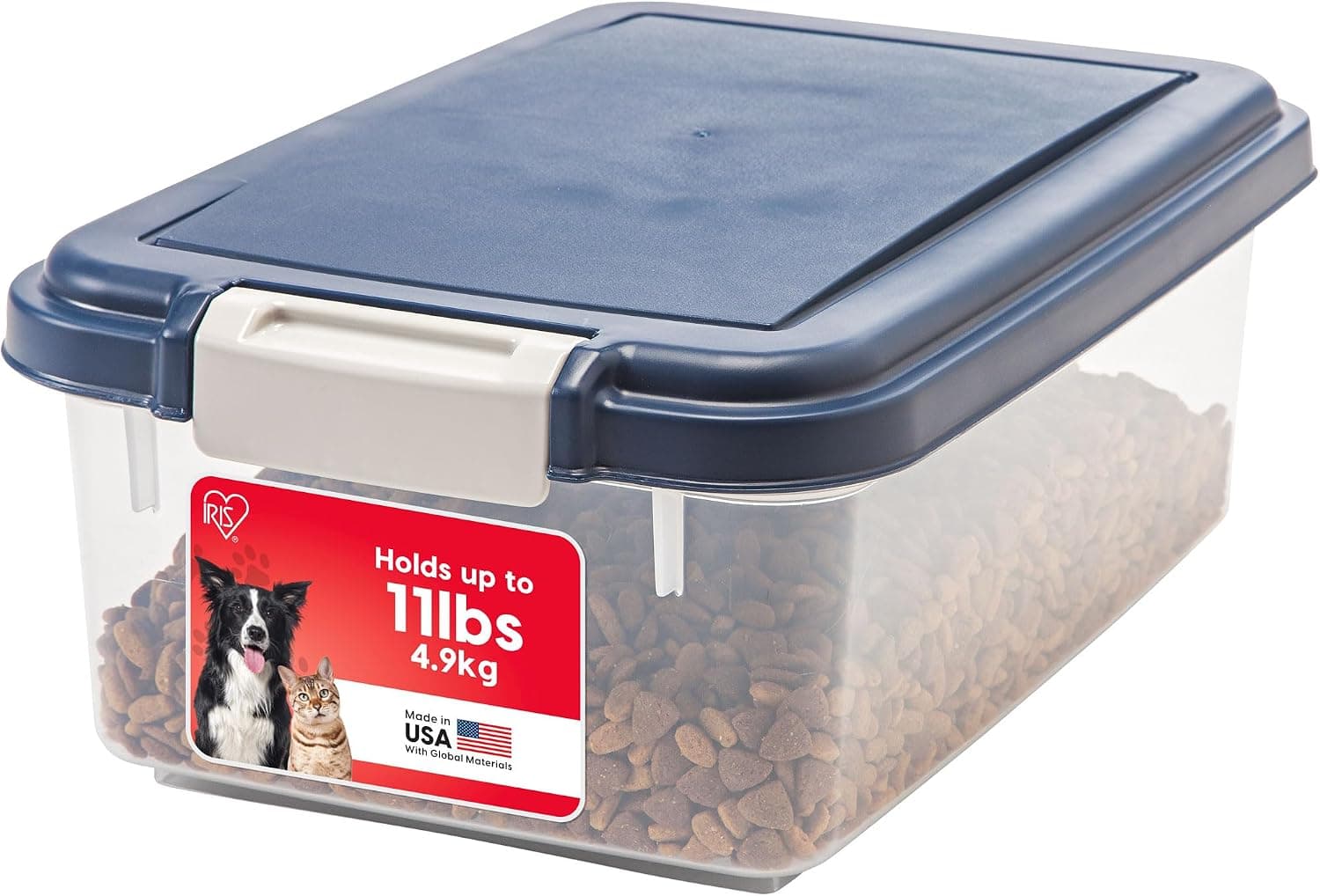 IRIS USA Airtight Pet Food Storage Container, Up to 11 lbs, Stackable, Navy