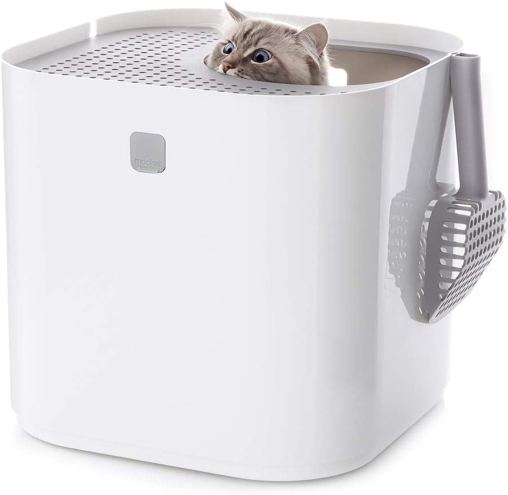 Modkat Top-Entry Cat Litter Box, Leak-Proof, Liner & Scoop, White