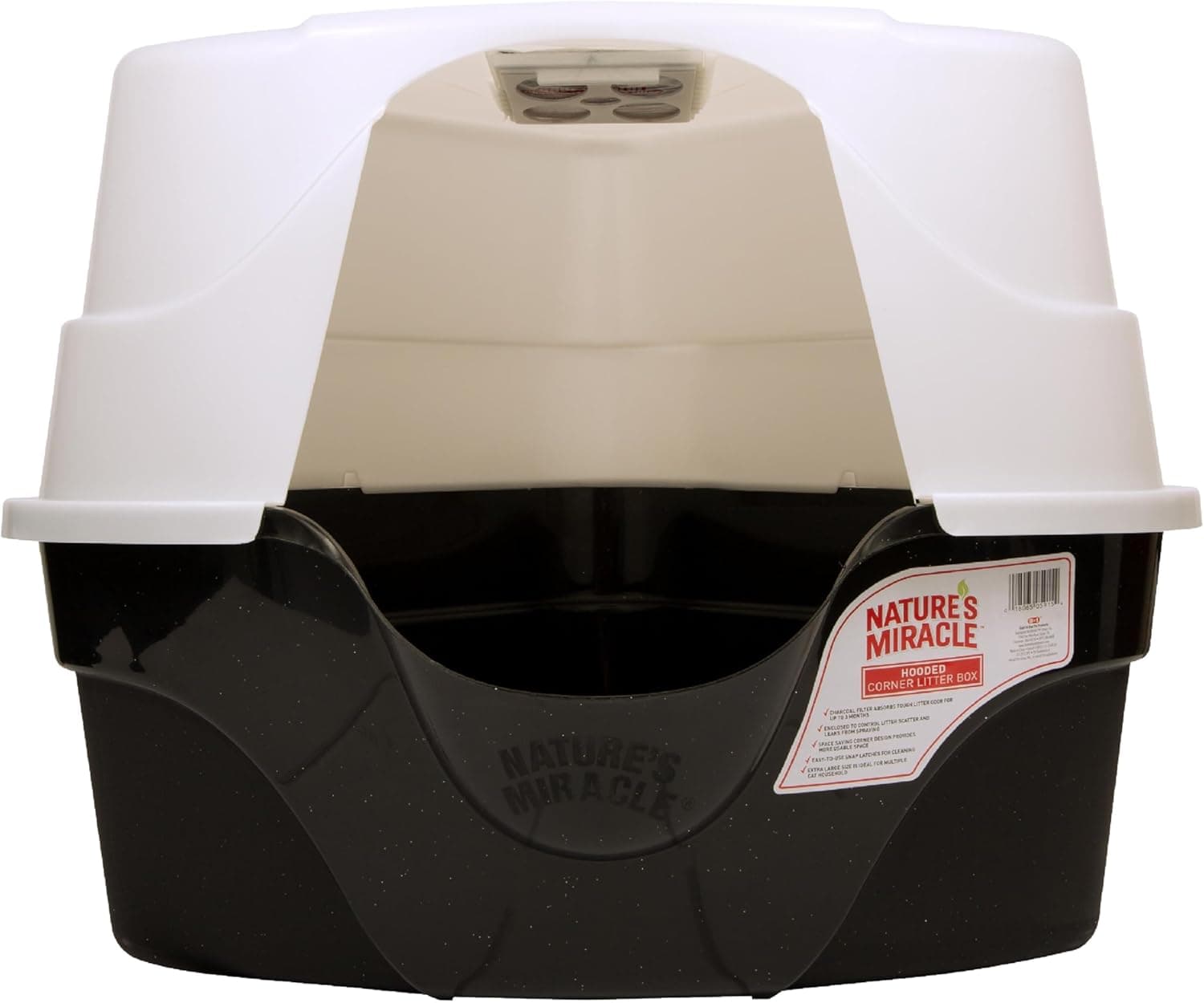 Nature's Miracle Hooded Corner Litter Box with Odor Control Charcoal Filter (P-5915)