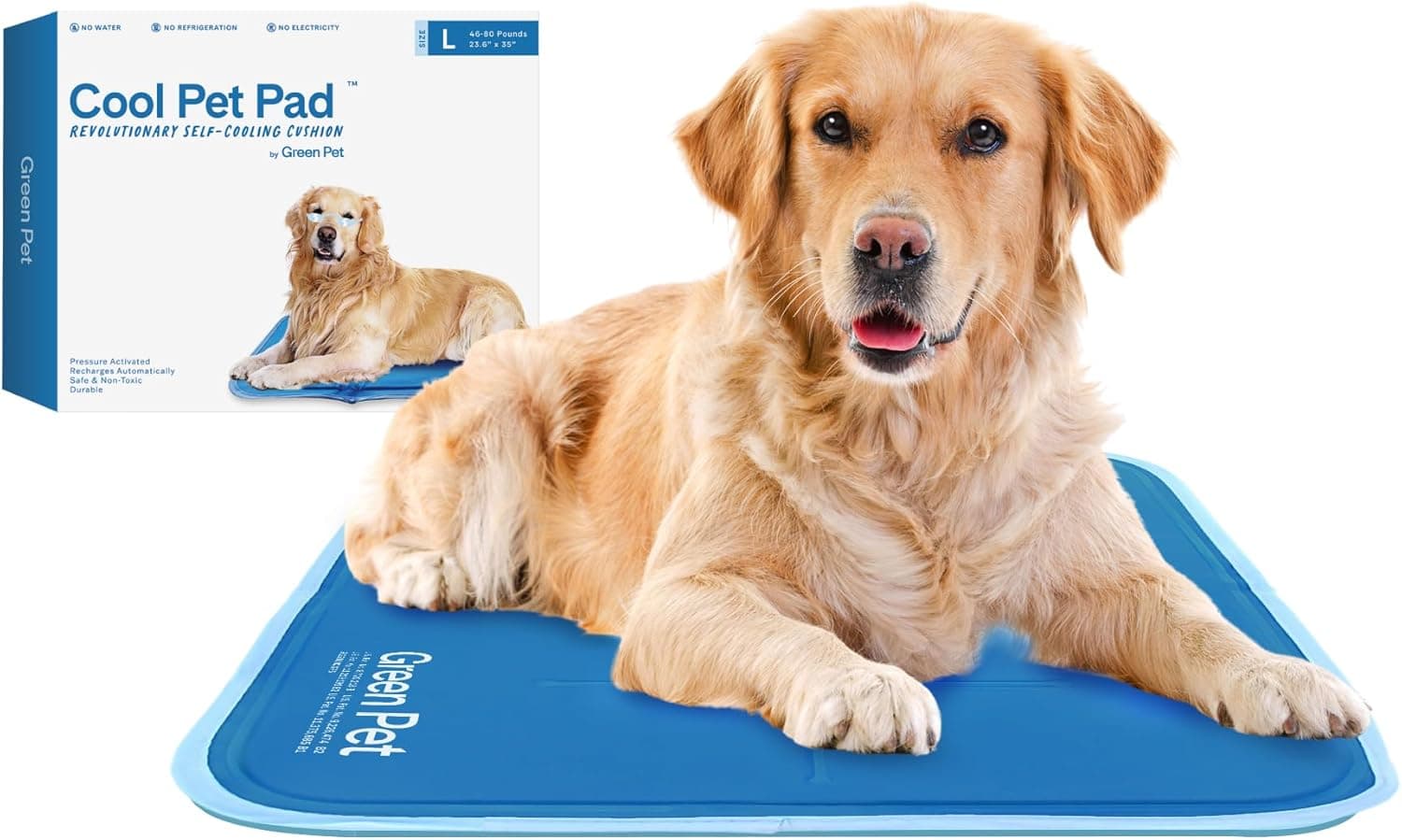 The Green Pet Shop Cool Pet Pad, Large, Self-Cooling Pressure-Activated Gel