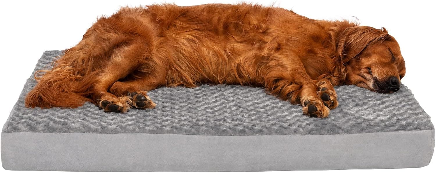 Furhaven Orthopedic Dog Bed w/ Removable Washable Cover, Ultra Plush Faux Fur & Suede Mattress - Gray, Jumbo/XL