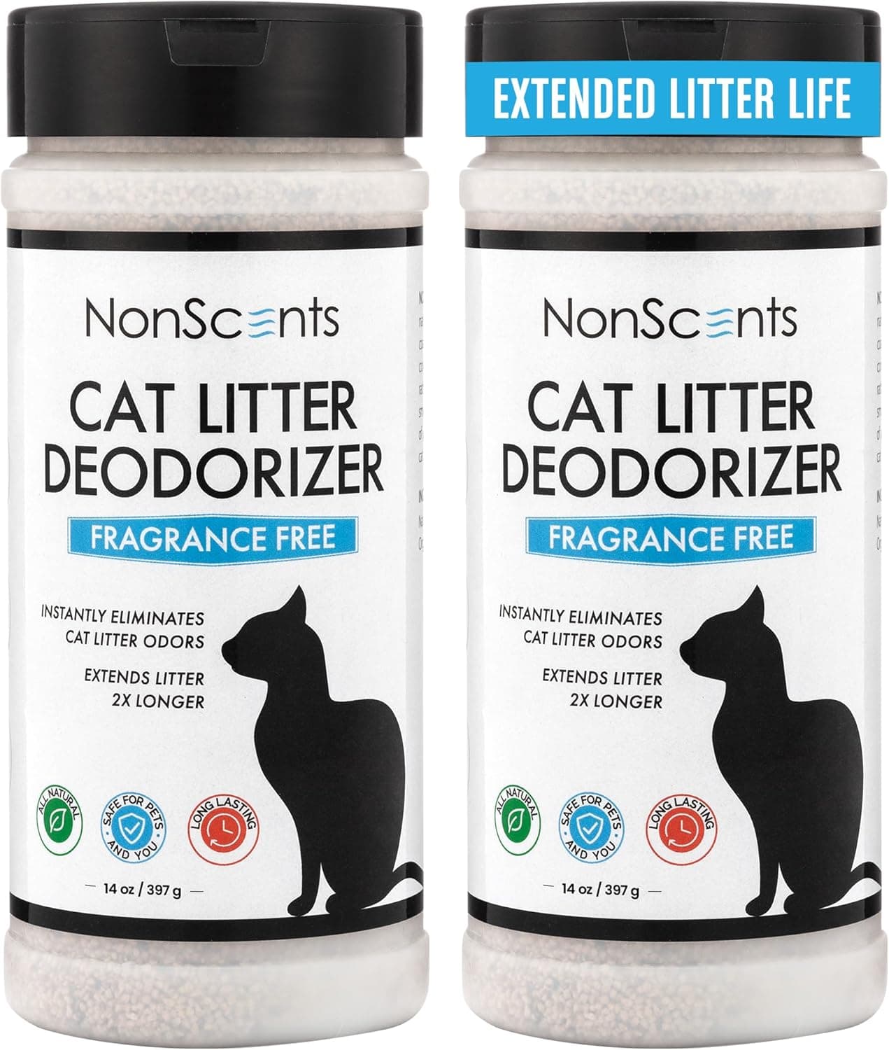 NonScents Cat Box Deodorizer - Odor Eliminator, Fragrance-Free, Fresh Scent, 2-Pack