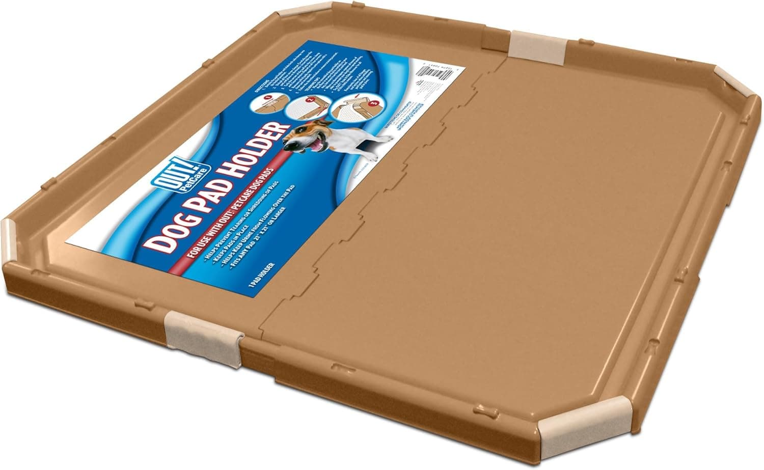OUT! PetCare Pee Pad Holder Tray, Raised Edges, Portable 21x21