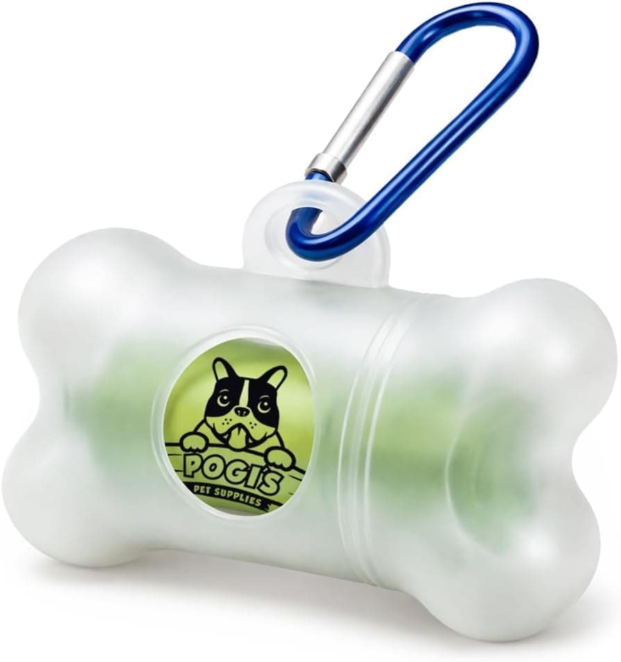 Pogi's Dog Poop Bag Dispenser with Metal Carabiner Clip, Includes 15 Pogi's Poop Bags