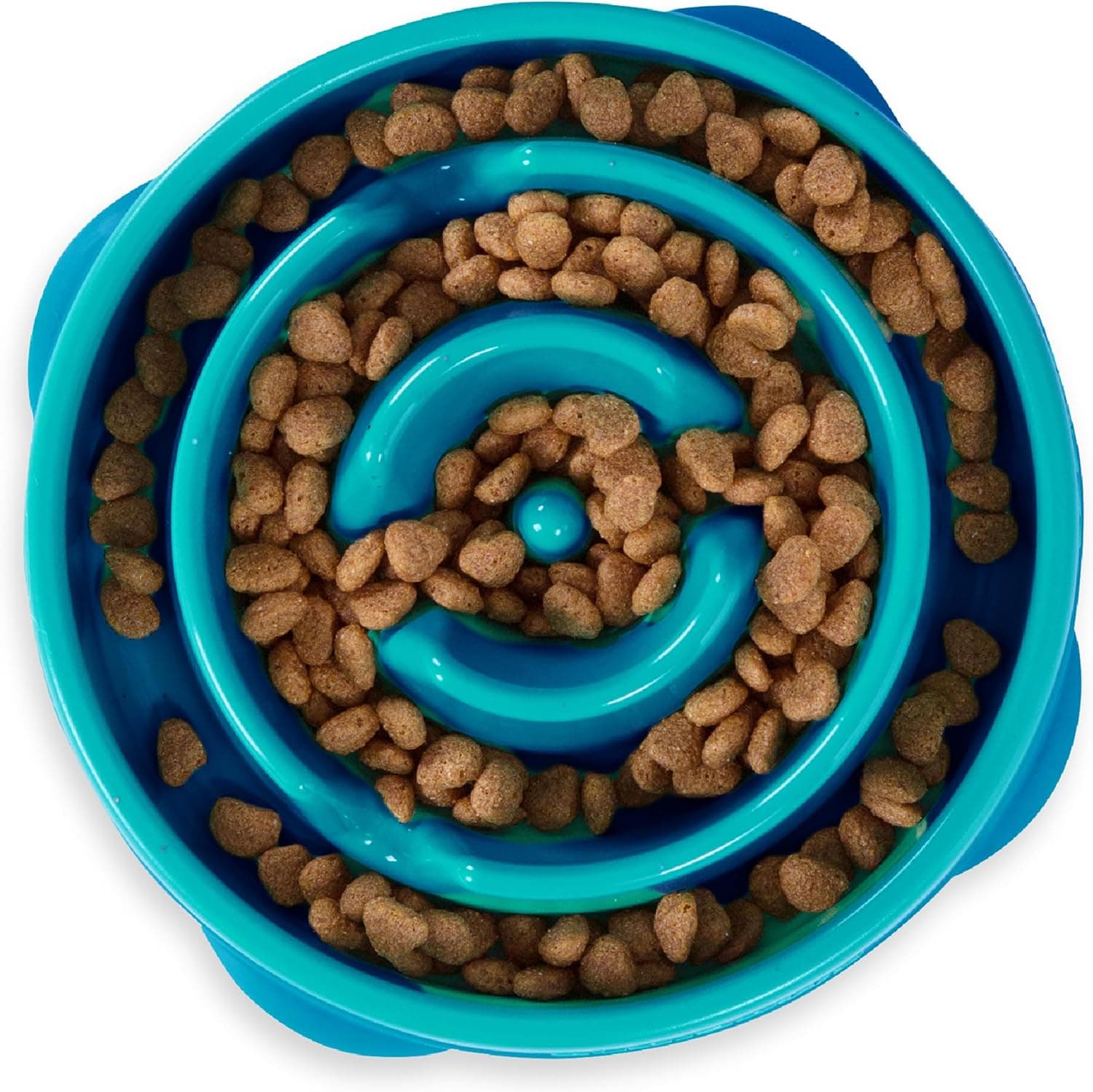 Outward Hound Fun Feeder Slo Bowl, Medium 2-Cup, Turquoise Drop Pattern