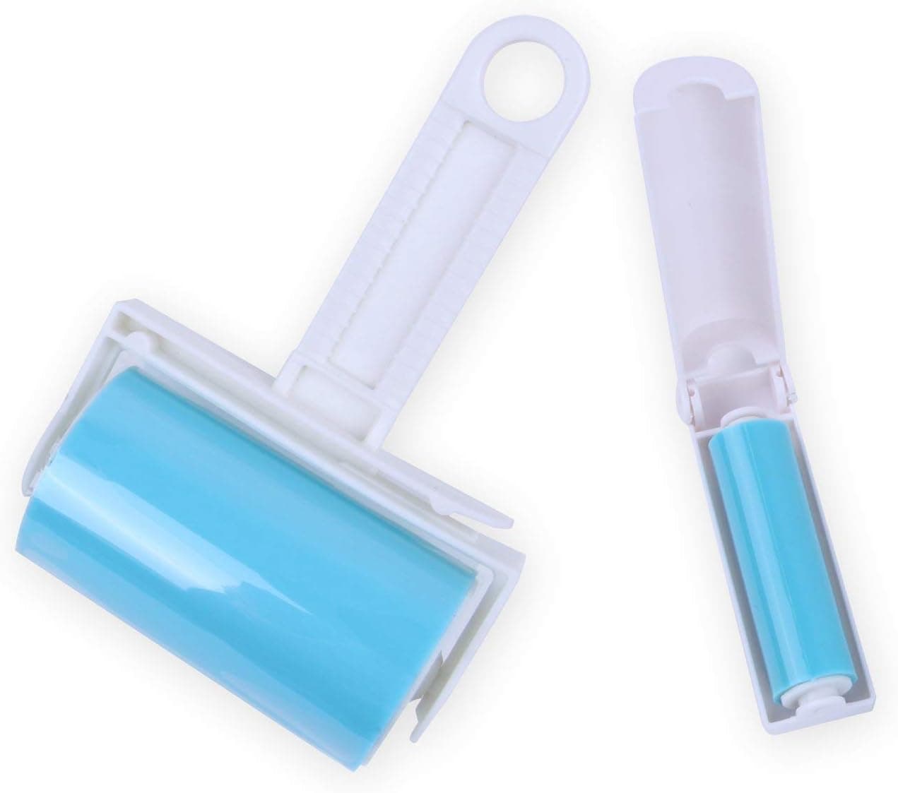 Reusable Lint Roller for Pet Hair - Washable Sticky Picker Set, 2-in-1 Portable & Standard Roller, No Refills (Blue)
