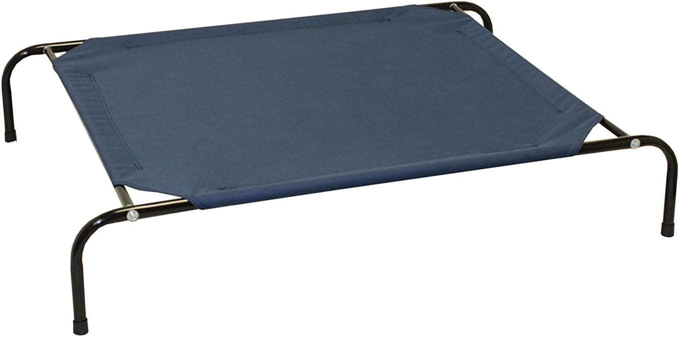 ALEKO EDB01-L-BLUE Raised Pet Cot for Camping Travel Elevated Foldable Dog Cat Bed 51 x 31.5 x 8 Inches Blue