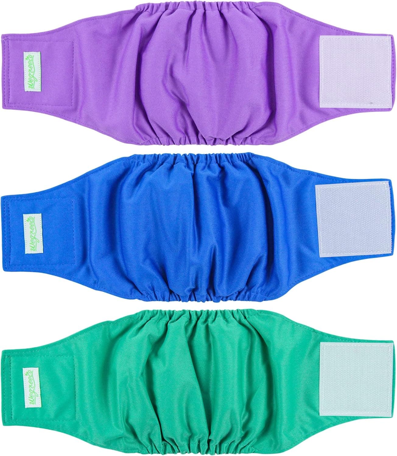 Wegreeco Washable Dog Diapers Washable Male Dog Belly Wrap Pack of 3 (Blue, Green, Purple, Small)