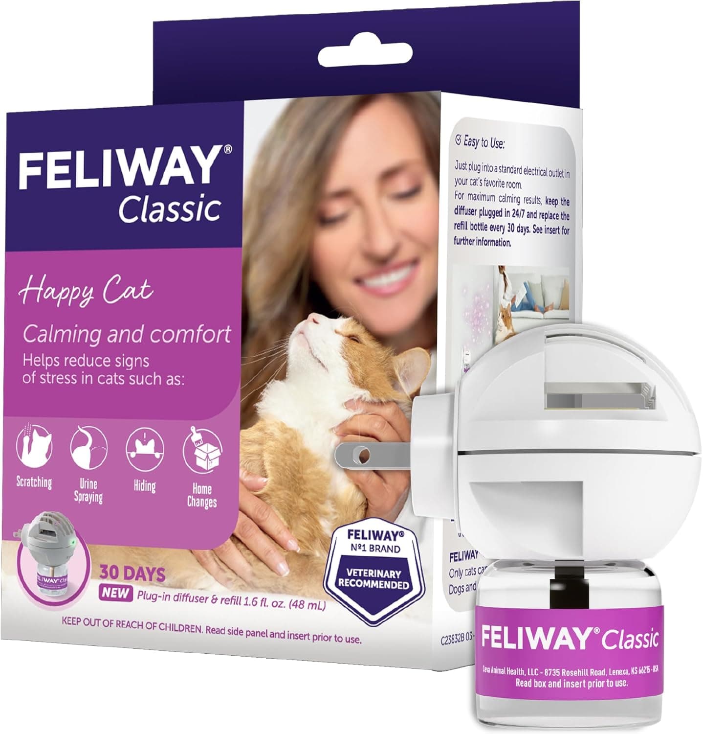 FELIWAY Classic Cat Pheromone Calming Diffuser Kit, 30 Day Supply