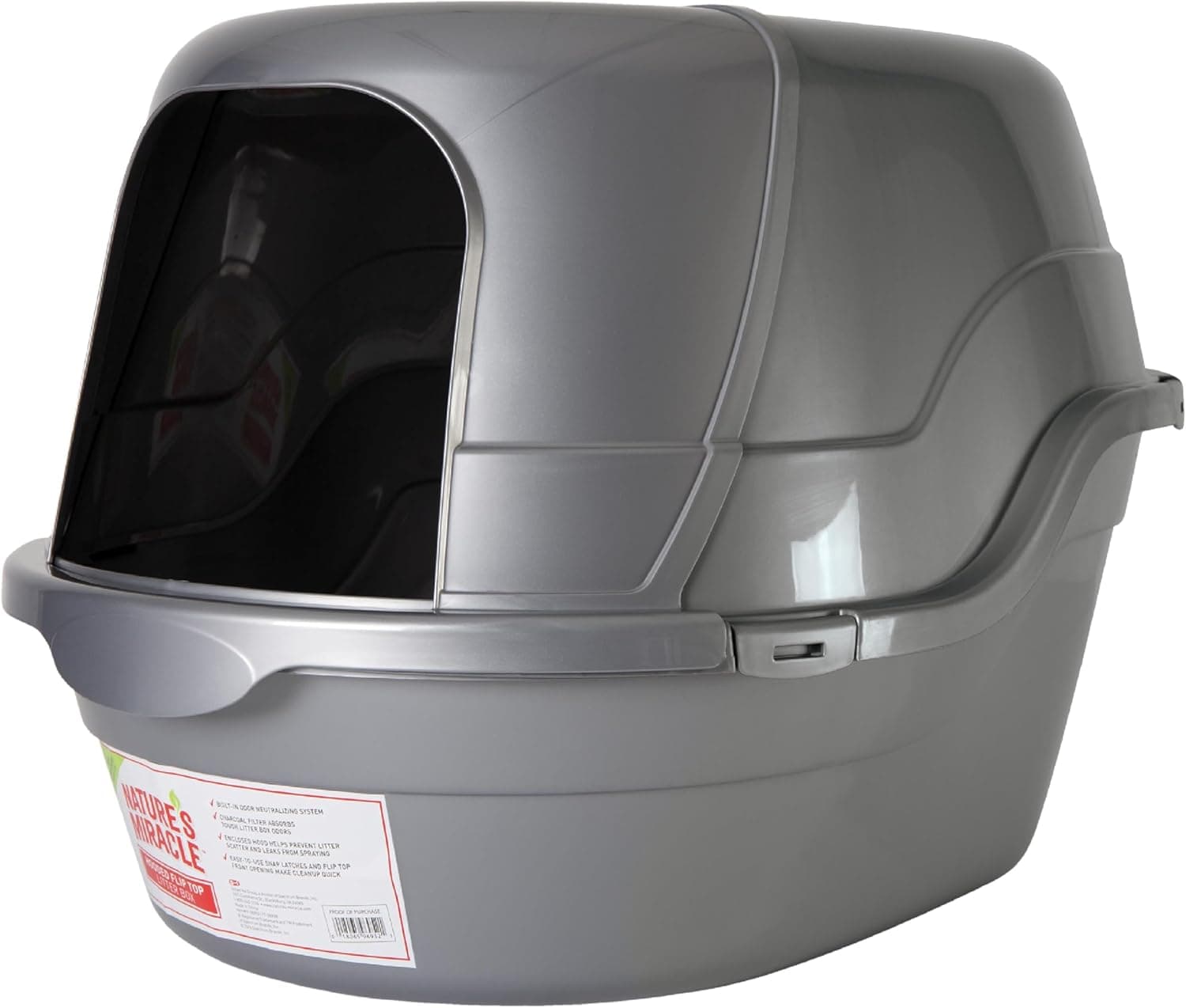 Nature's Miracle Hooded Flip Top Litter Box with Built-In Odor Control Charcoal Filter