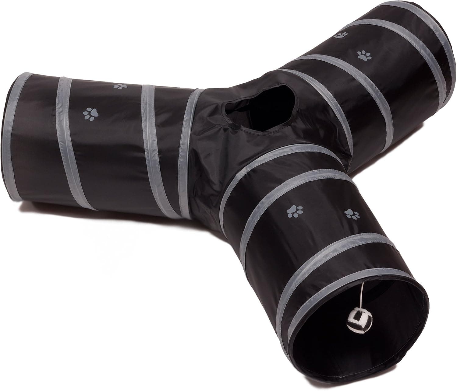 Prosper Pet Cat Tunnel Collapsible 3 Way Play Toy (Black/Grey)