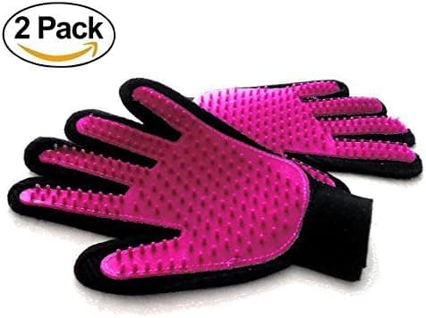 Deshedding Glove (Right and Left Hand) Cat & Dog Grooming Glove, Five Fingers, Hair Remover Deshedder Dematting Tool