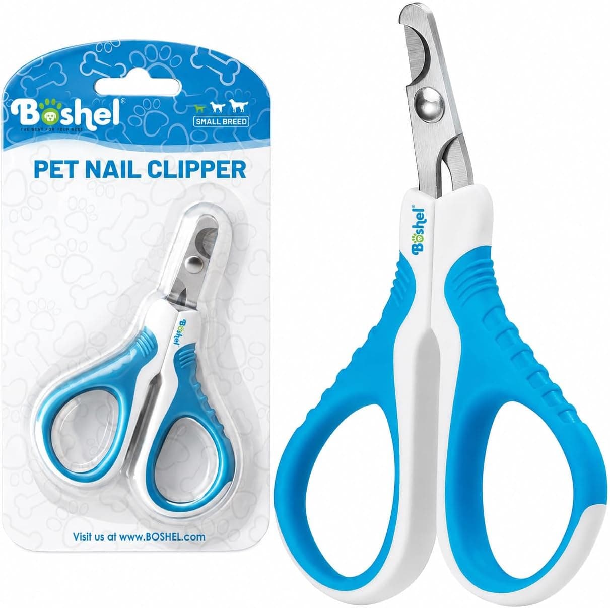 BOSHEL Cat Nail Clipper - Razor-Sharp & Angled Cat Clippers for Nails with Comfy Grip Handles