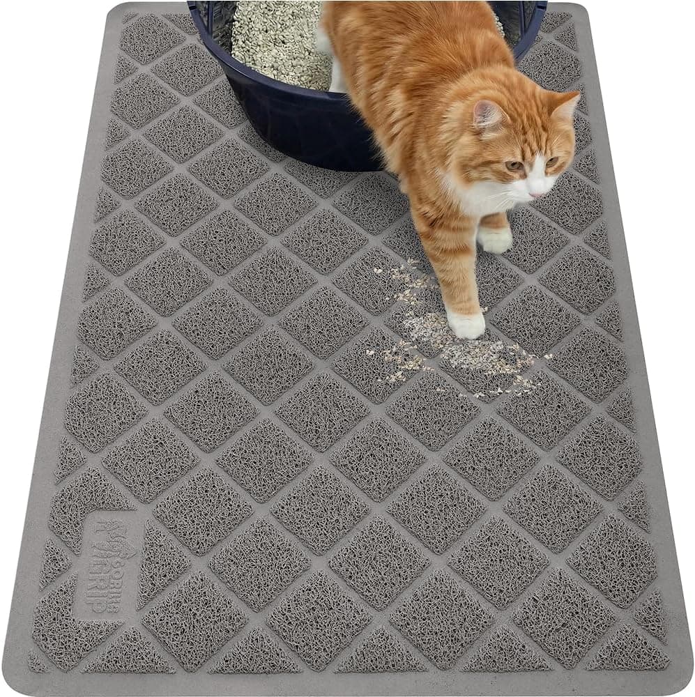 GORILLA GRIP Cat Litter Box Mat, 35x23, Cushioned Coil Mesh Litter Trapping Mats, Scatter Control