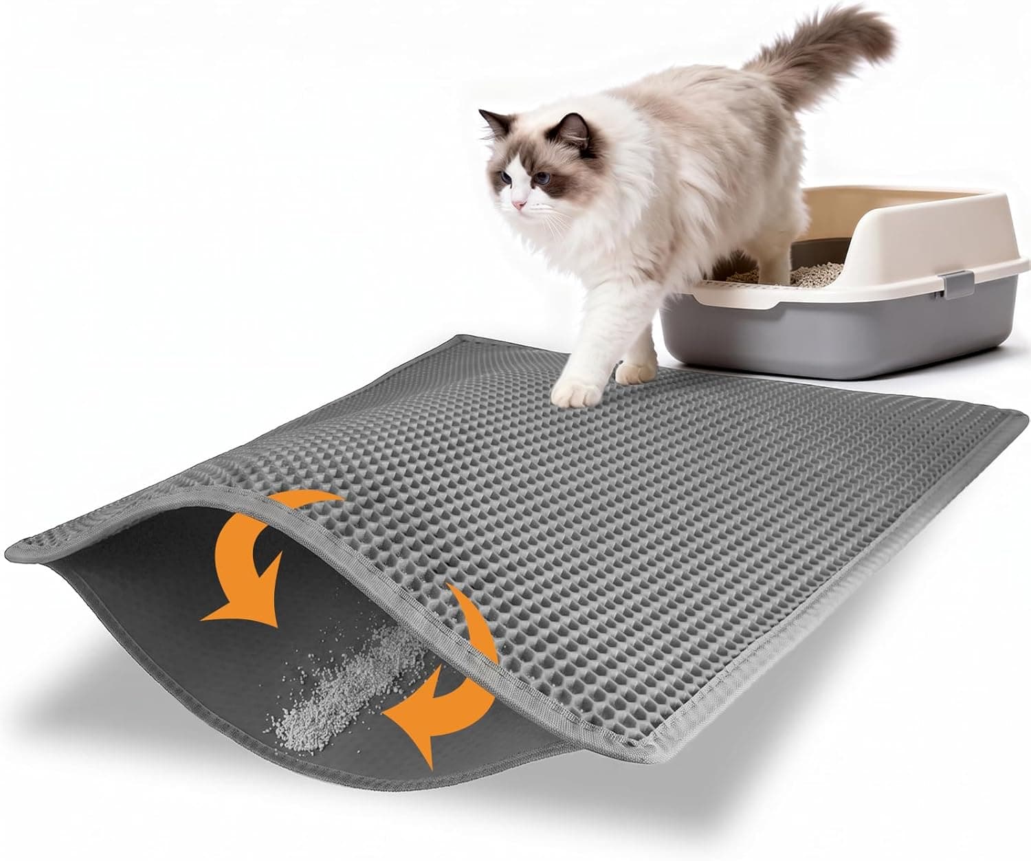 Pieviev Cat Litter Mat Double Layer Waterproof Urine Proof Trapping Mat (Gray, 30x24 Inch)