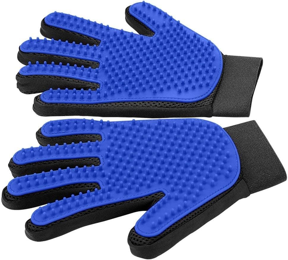 Upgrade Efficient Pet Hair Remover Gloves - Gentle Shedding Brushes for Dogs, Cats & Horses, 1 Pair (Blue)