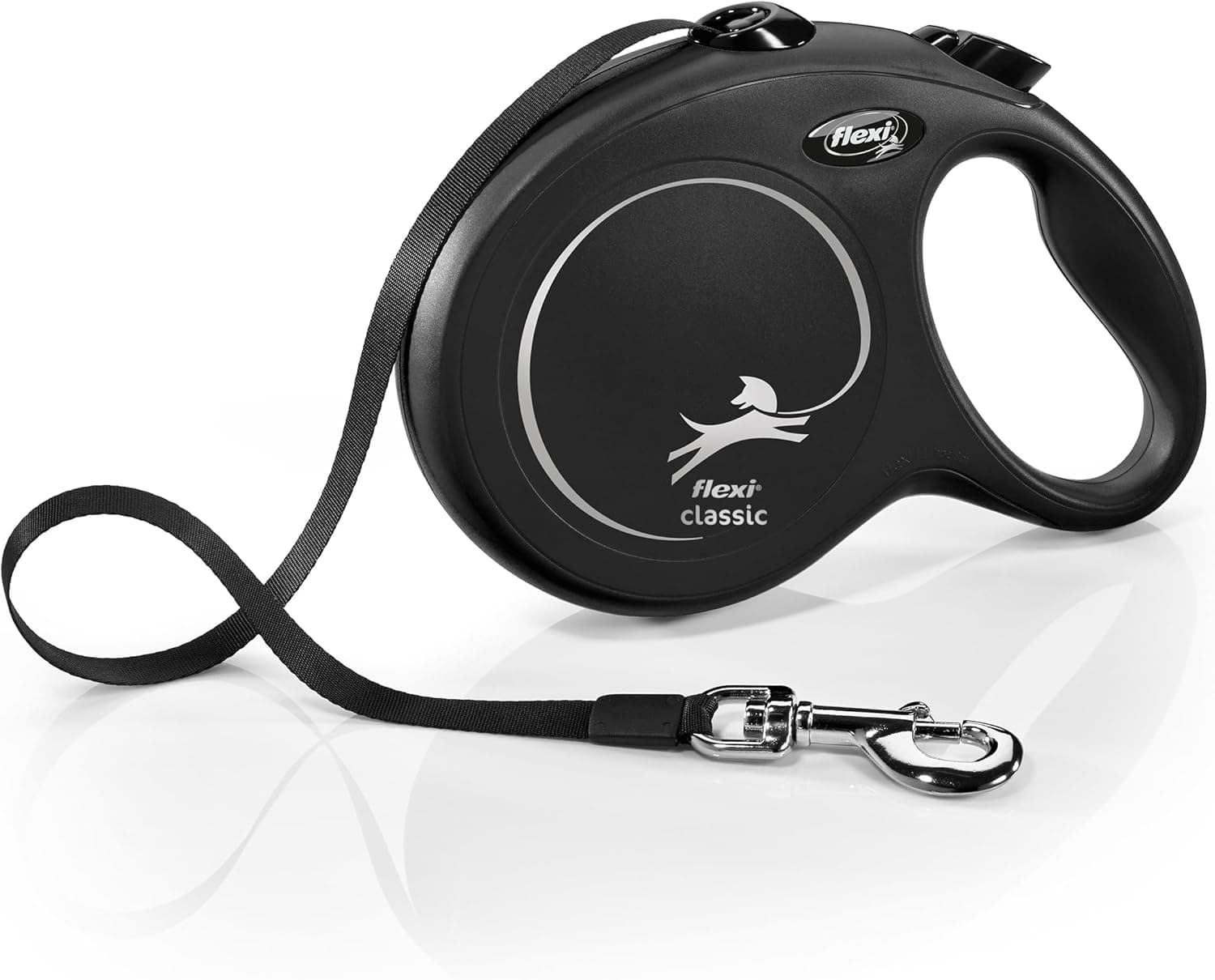 FLEXI Classic Tape Retractable Dog Leash, Large, 26 ft, Black