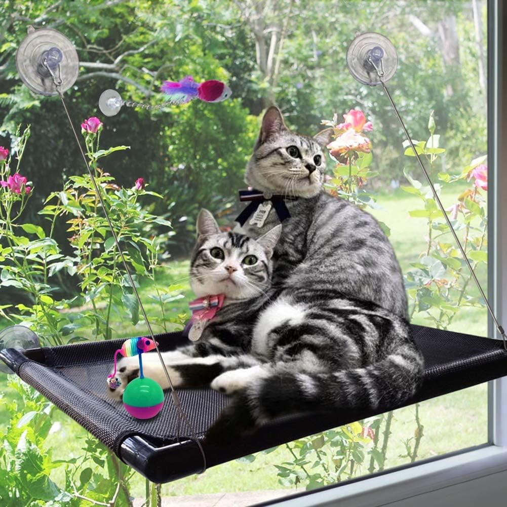 Cat Window Perch Hammock Bed with Upgraded 4 Big Suction Cups, Holds Up To 60lbs