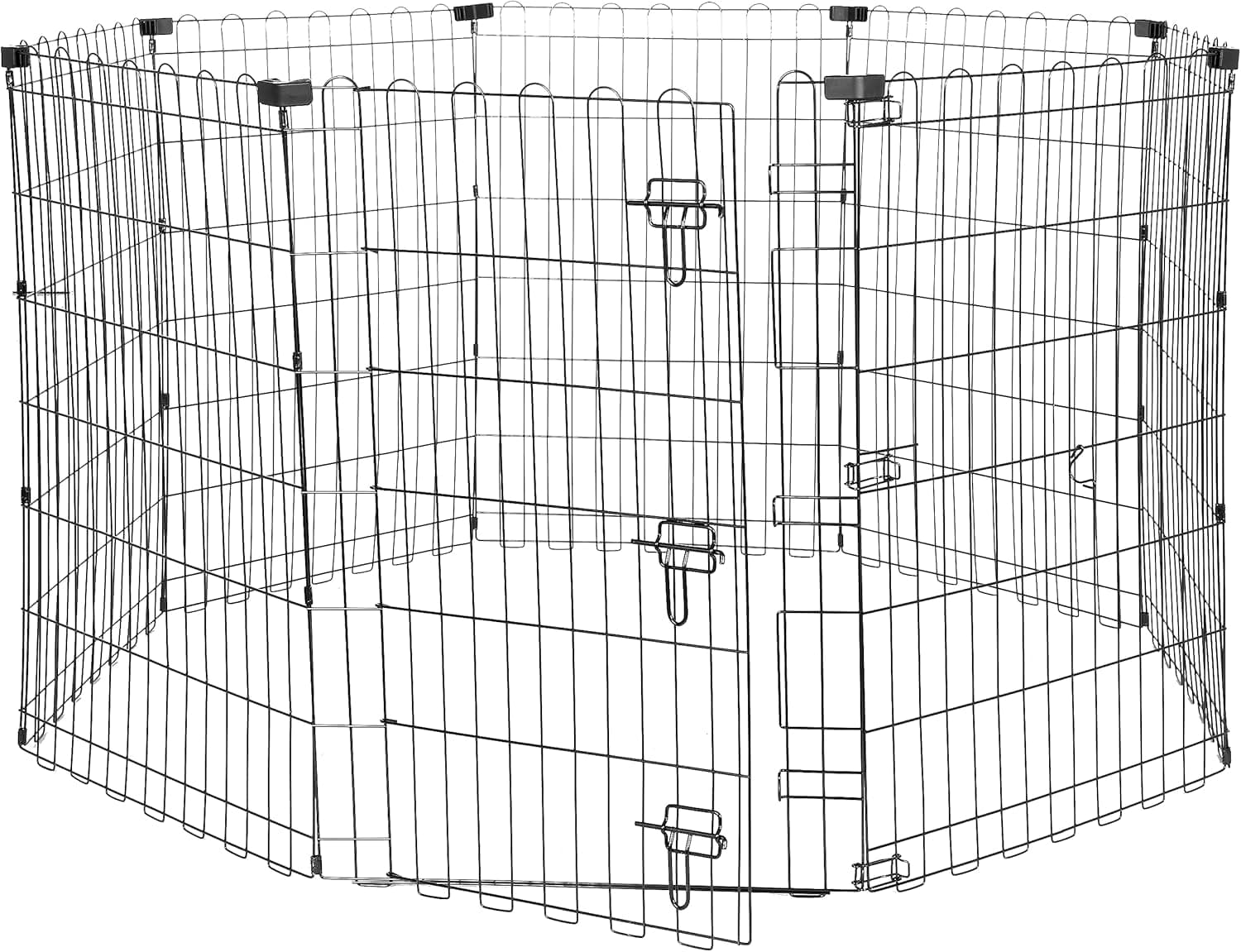 Amazon Basics Foldable Octagonal Metal Exercise Dog Playpen Single Door Medium 8 Panels 24 x 36 (Black)