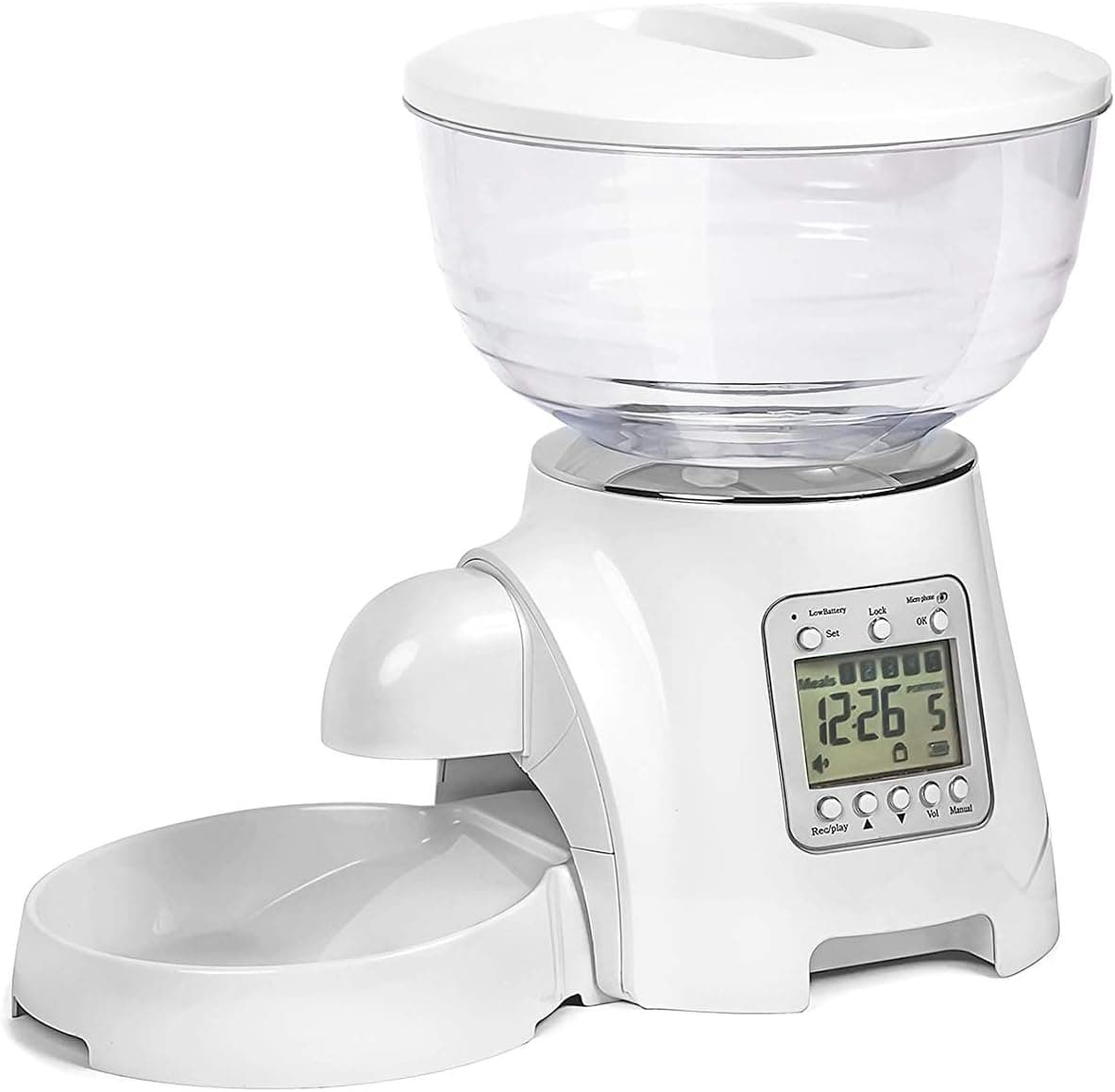 Automatic Cat Feeder Dog Food Dispenser with Bowl, Smart Timed Programmable Portion Control