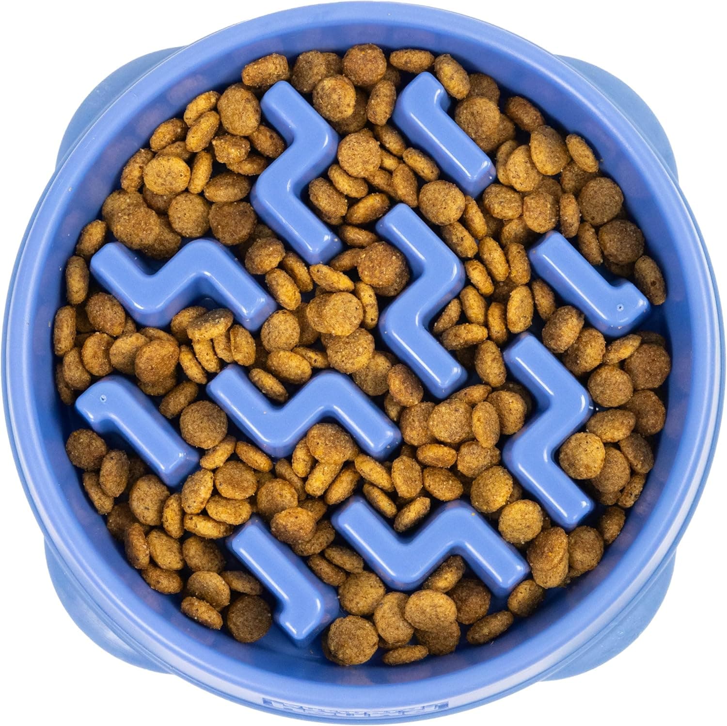 Outward Hound Fun Feeder Slo Bowl, Medium 2-Cup, Blue Notch Pattern