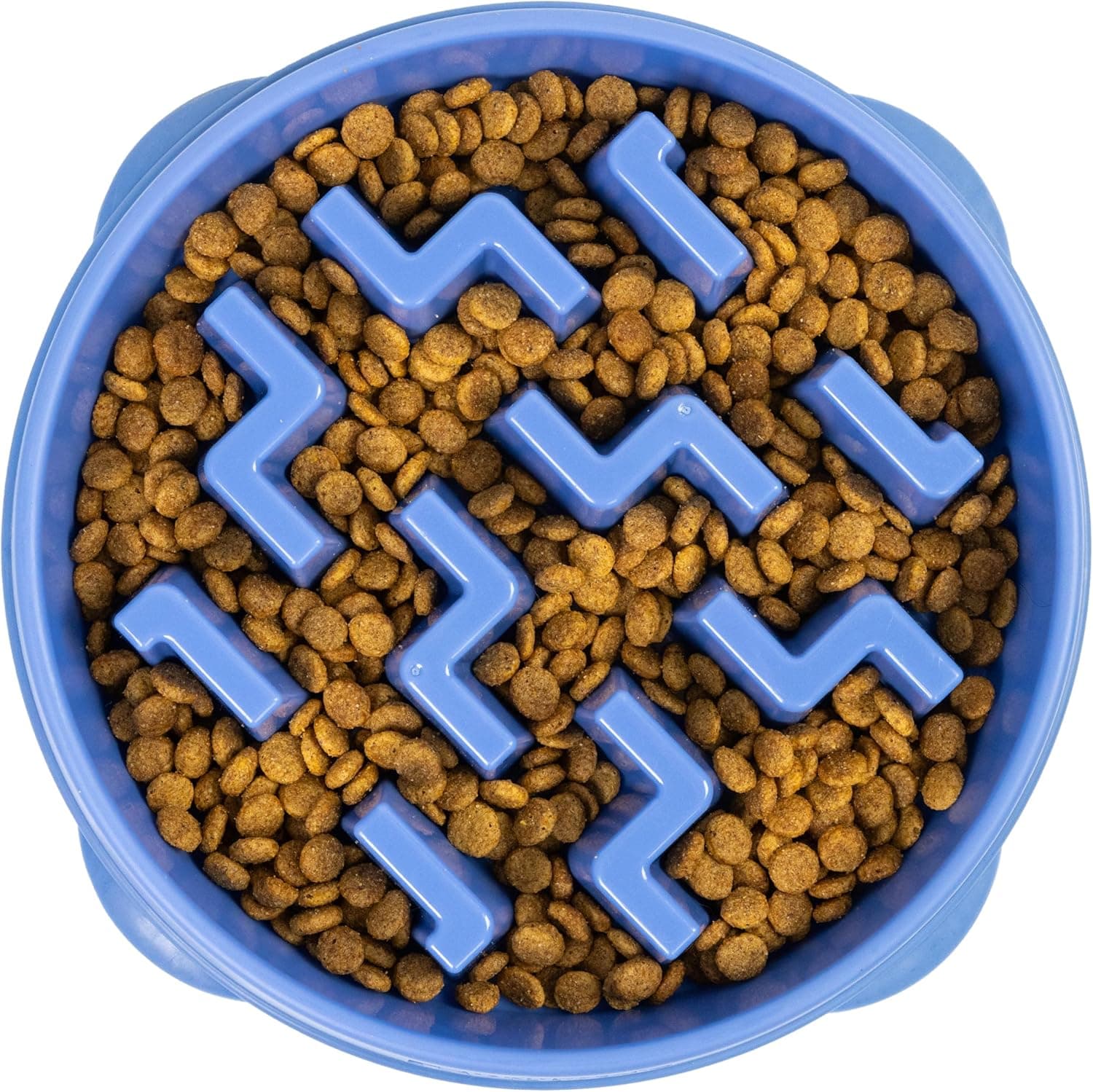 Outward Hound Fun Feeder Slo Bowl, Large 4-Cup, Blue Notch Pattern