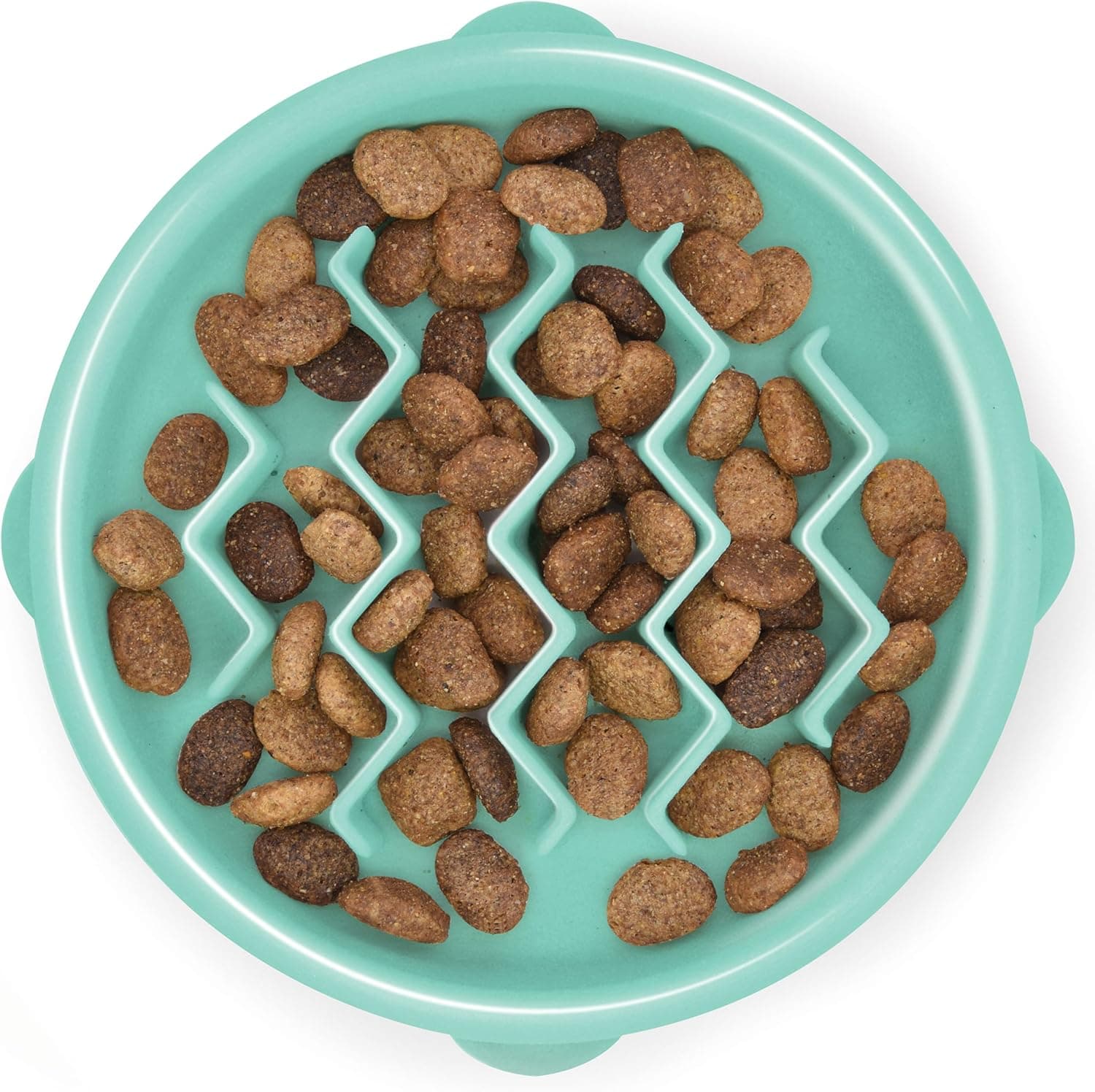 Outward Hound Fun Feeder Slo Bowl, Small 3/4-Cup, Mint Wave Pattern