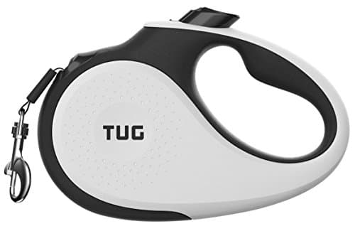 TUG Original Retractable Dog Leash, 16 ft (Large, White) | 360° Tangle-Free Retraction, 16 ft Tape, Quick Thumb Lock, Anti-Slip Handle, For Dogs Under 110 lbs