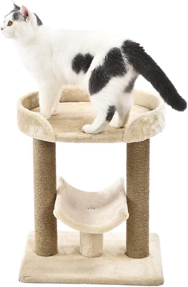 Amazon Basics Multi-Platform Cat Tree with Scratching Post, 18 x 14 x 22 in, Beige