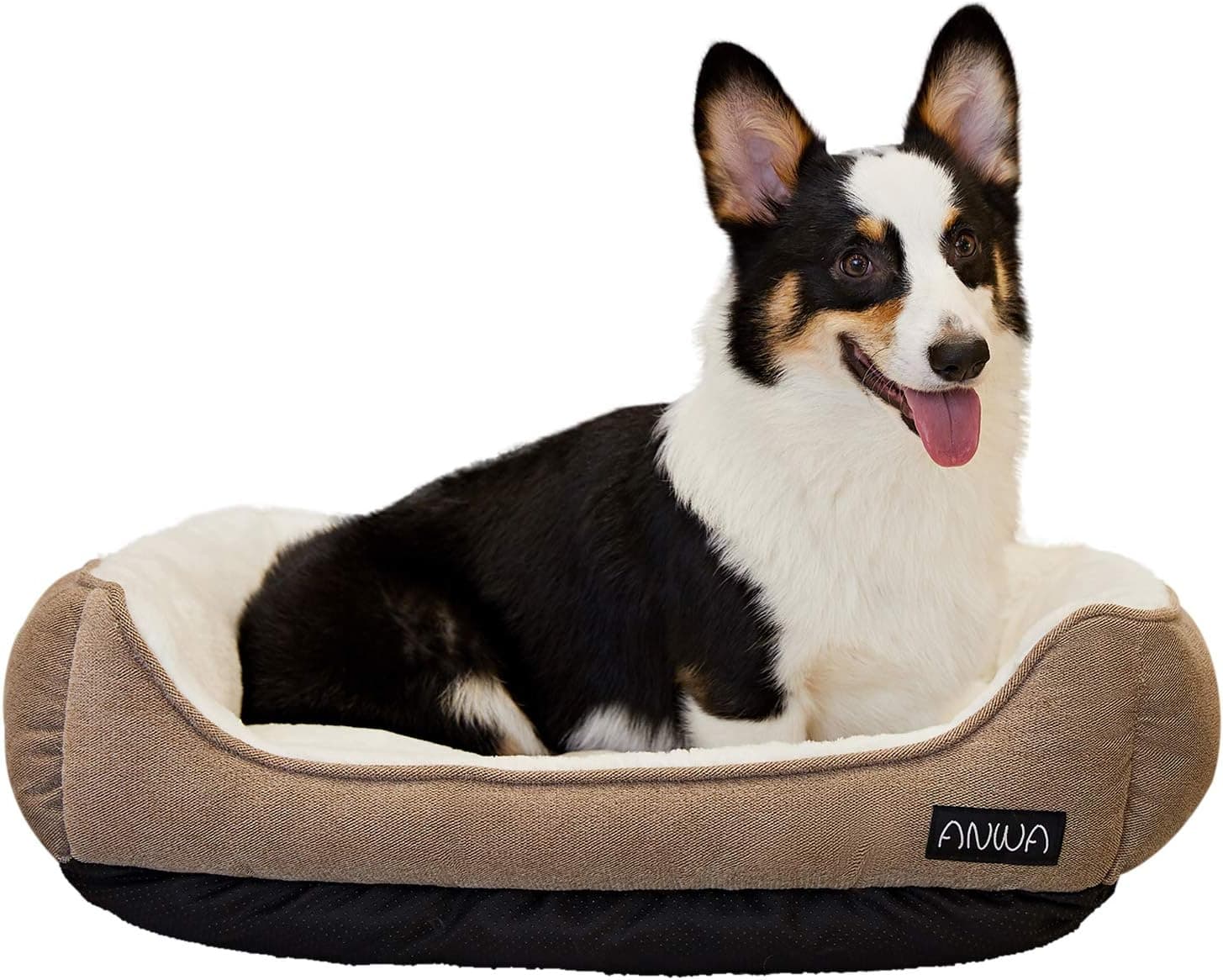 ANWA Durable Square Dog Bed - Machine Washable, Comfortable for Small & Medium Puppies