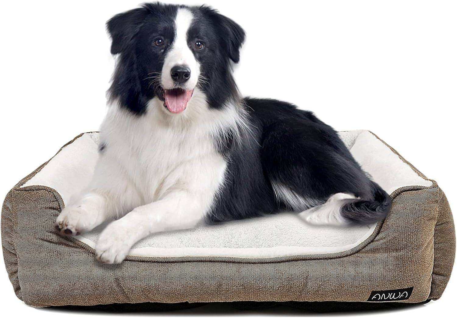 ANWA Durable Square Dog Bed - Machine Washable, Comfortable for Medium Dogs