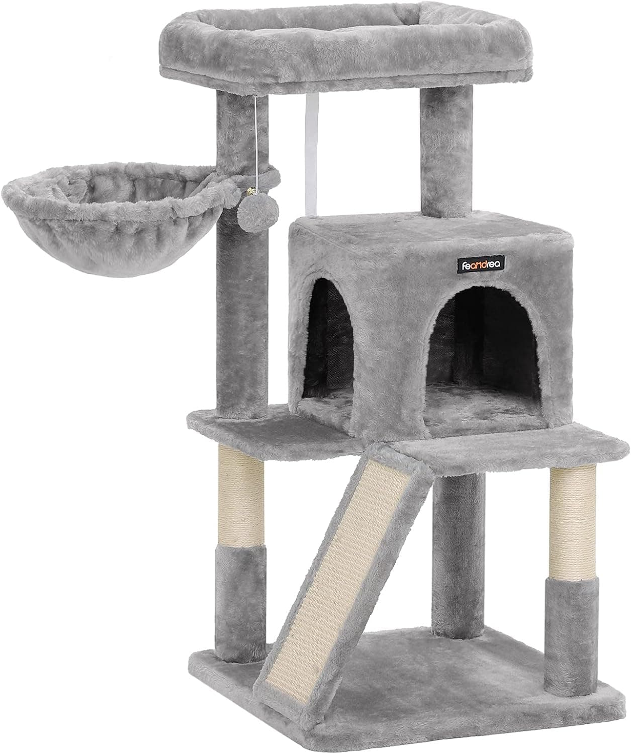 Feandrea Cat Tree, 37.8-Inch Cat Tower with Sisal-Covered Scratching Posts