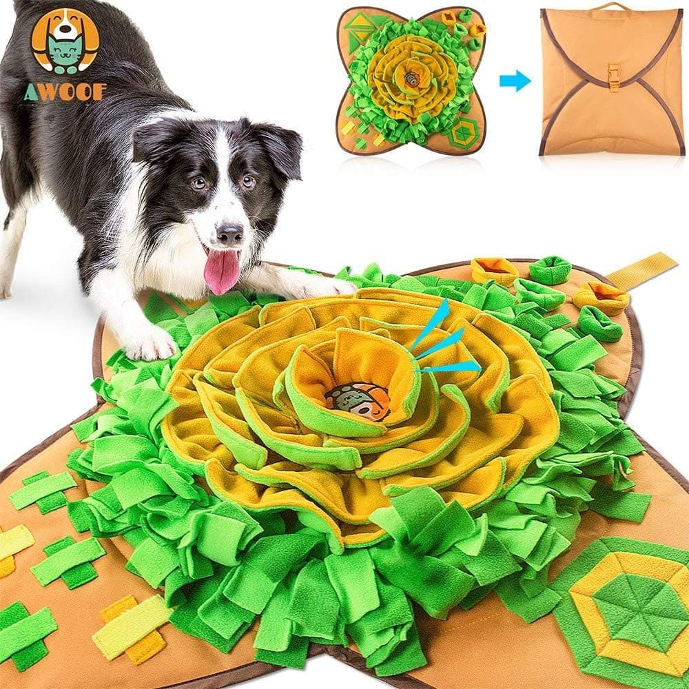 AWOOF Snuffle Mat Pet Dog Feeding Mat, 28''x28'' Interactive Dog Puzzle Toy
