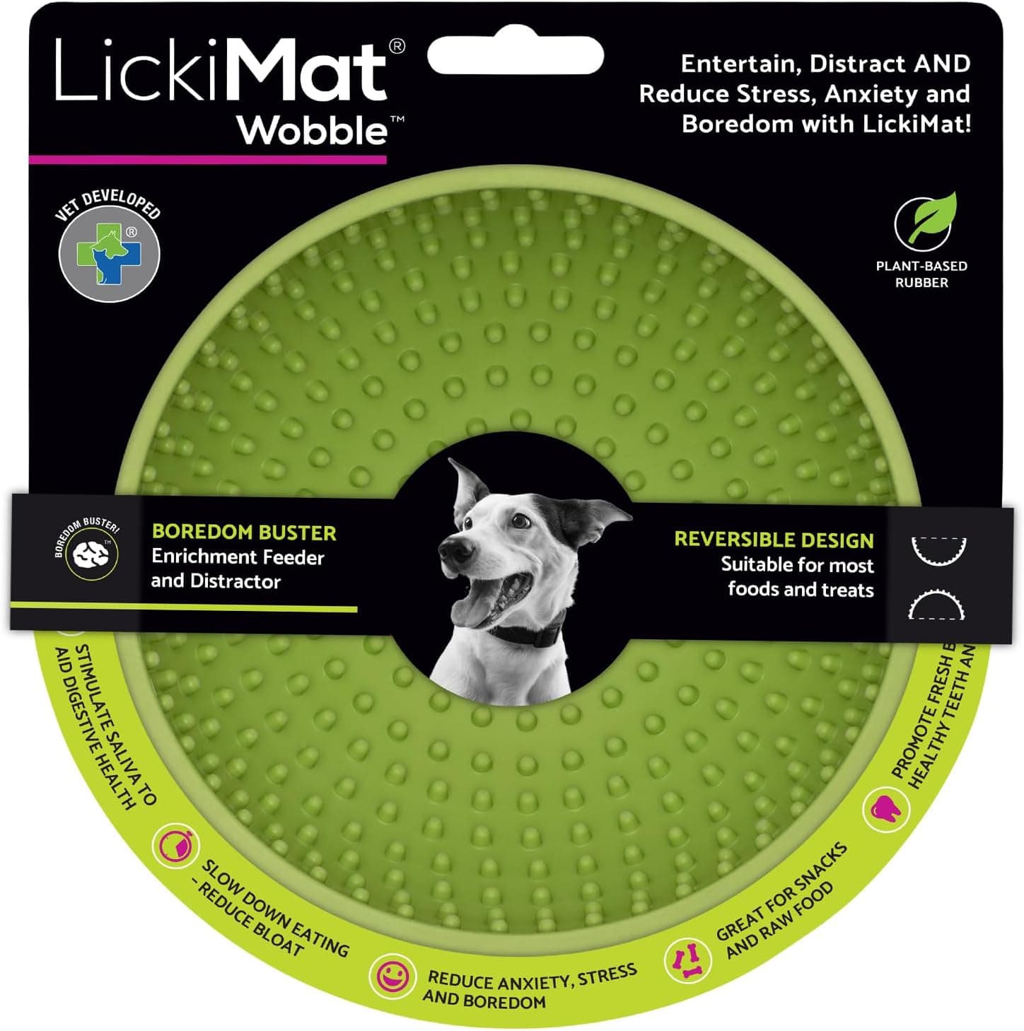 LickiMat Wobble Dog Slow Feeder Bowl Lick Mat, Boredom & Anxiety Reducer, Green