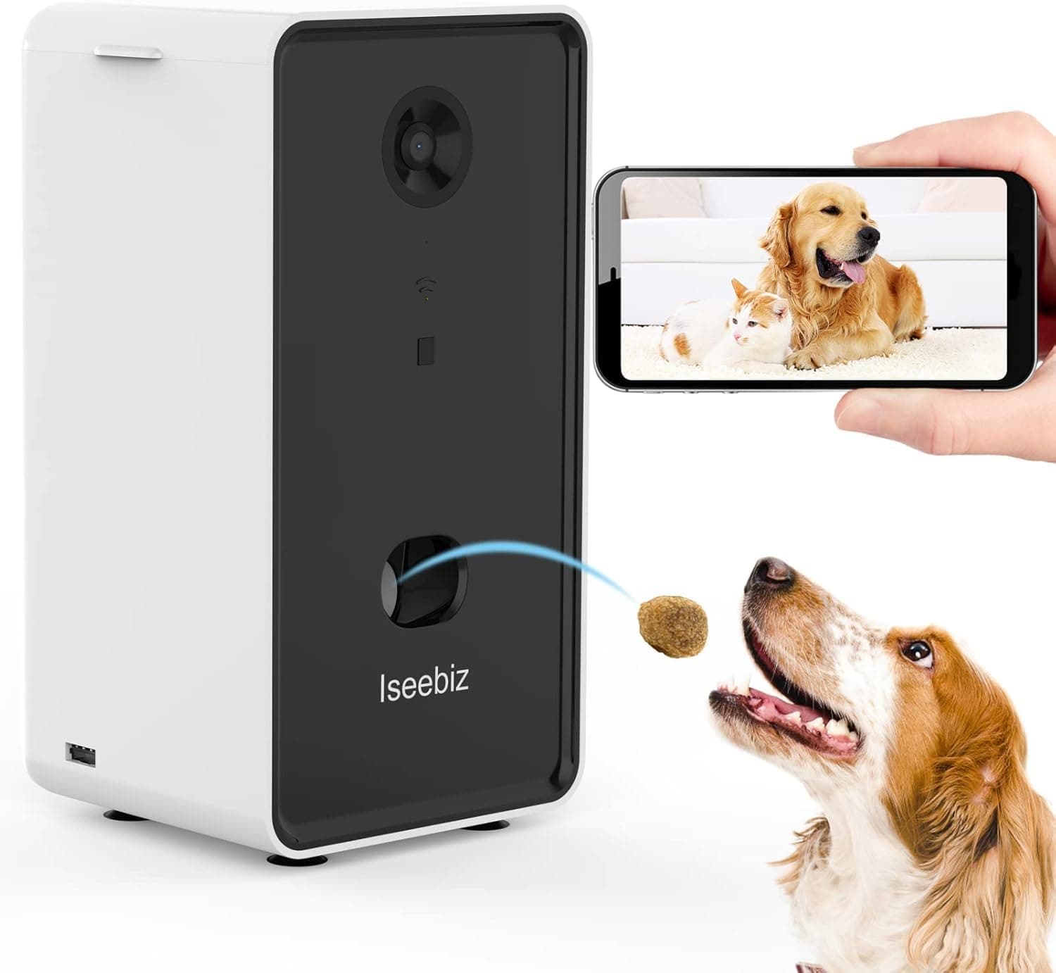 Iseebiz Pet Camera Treat Dispenser, 2-Way Audio, 5G WiFi, 1080P Night Vision
