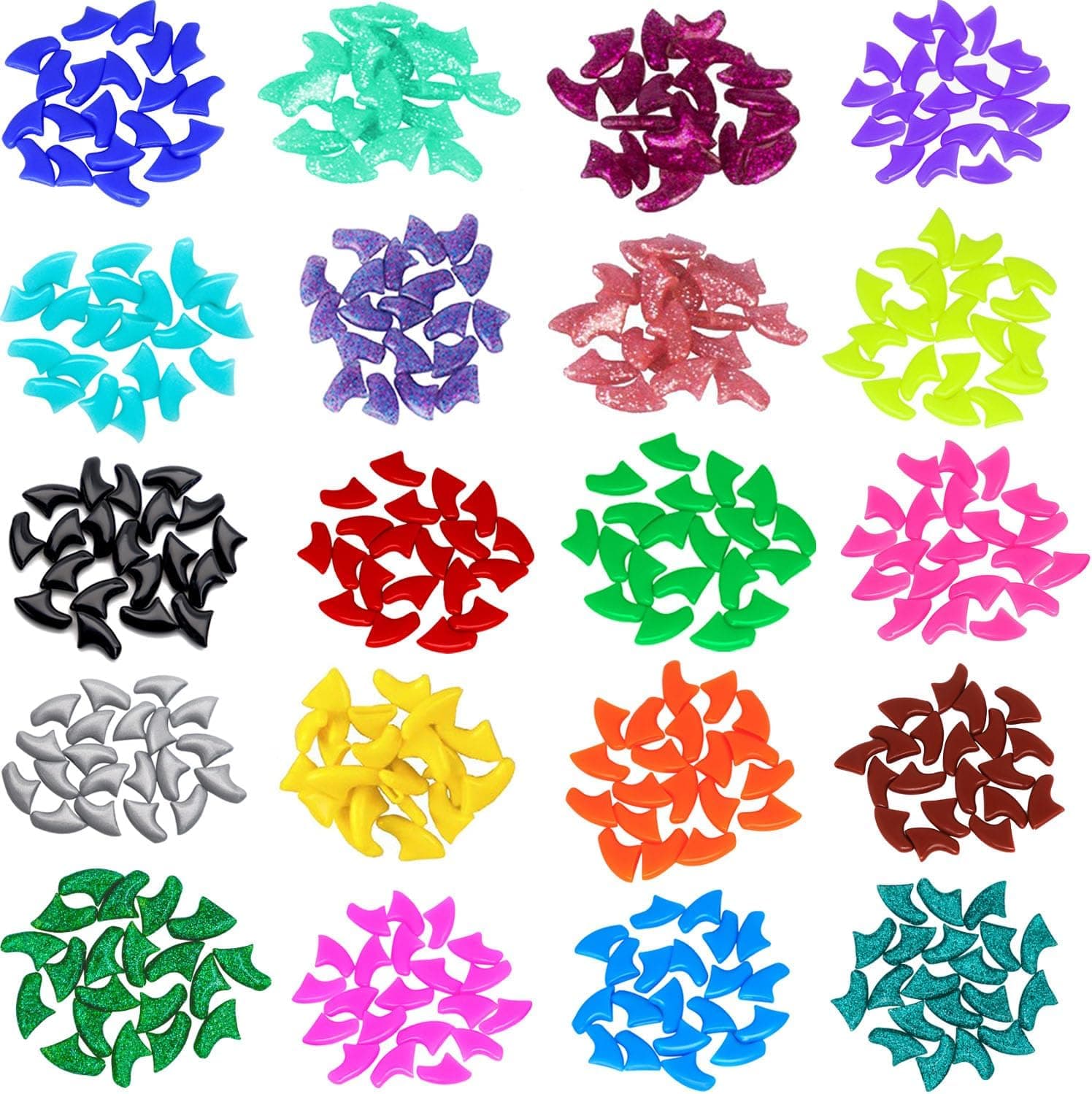 VICTHY 100pcs (10 Colors) Cat Nail Caps Cat Claw Caps with Adhesive Glue and Applicators (M)