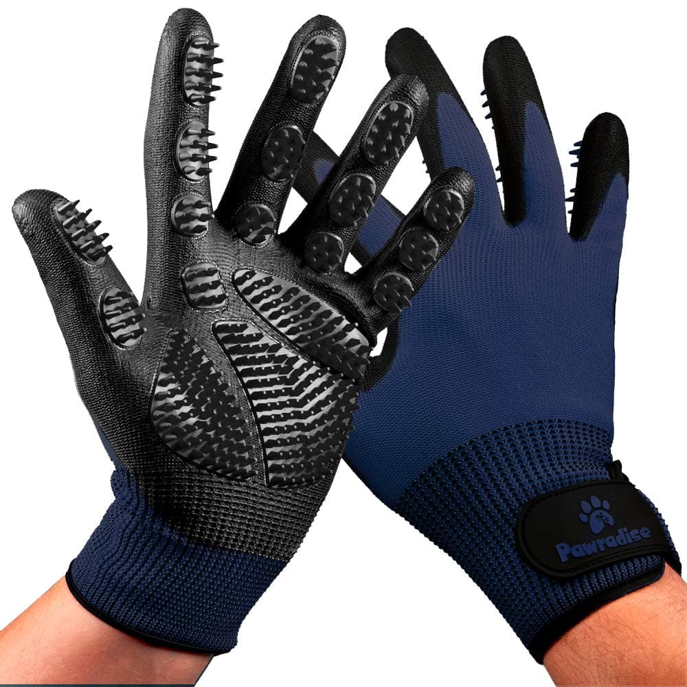 Pet Grooming and Bathing Gloves - Pet Hair Remover for Cats, Dogs & Horses, Long & Short Fur Deshedding Gloves