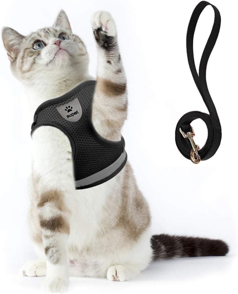 Supet Cat Harness and Leash Set, Soft Mesh Adjustable Vest with Reflective Strap