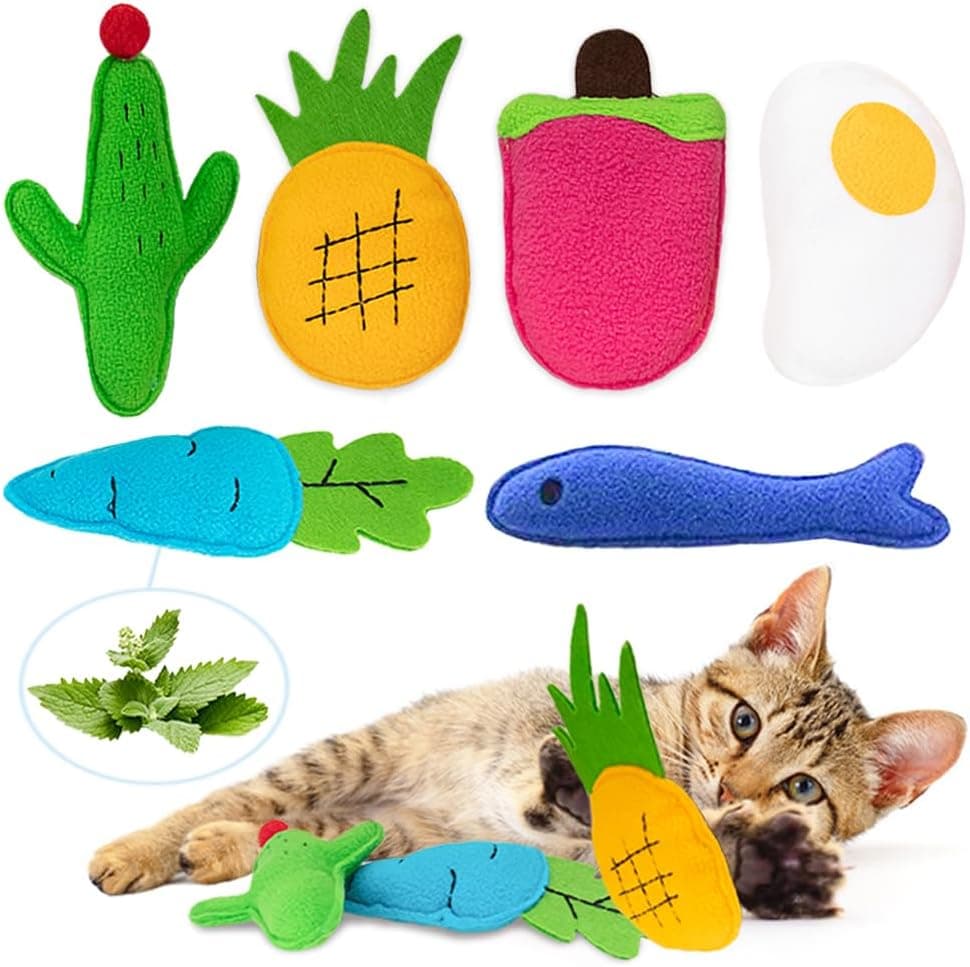 AWOOF Catnip Toys for Indoor Cats, 6 Pack Cat Kicker Toys
