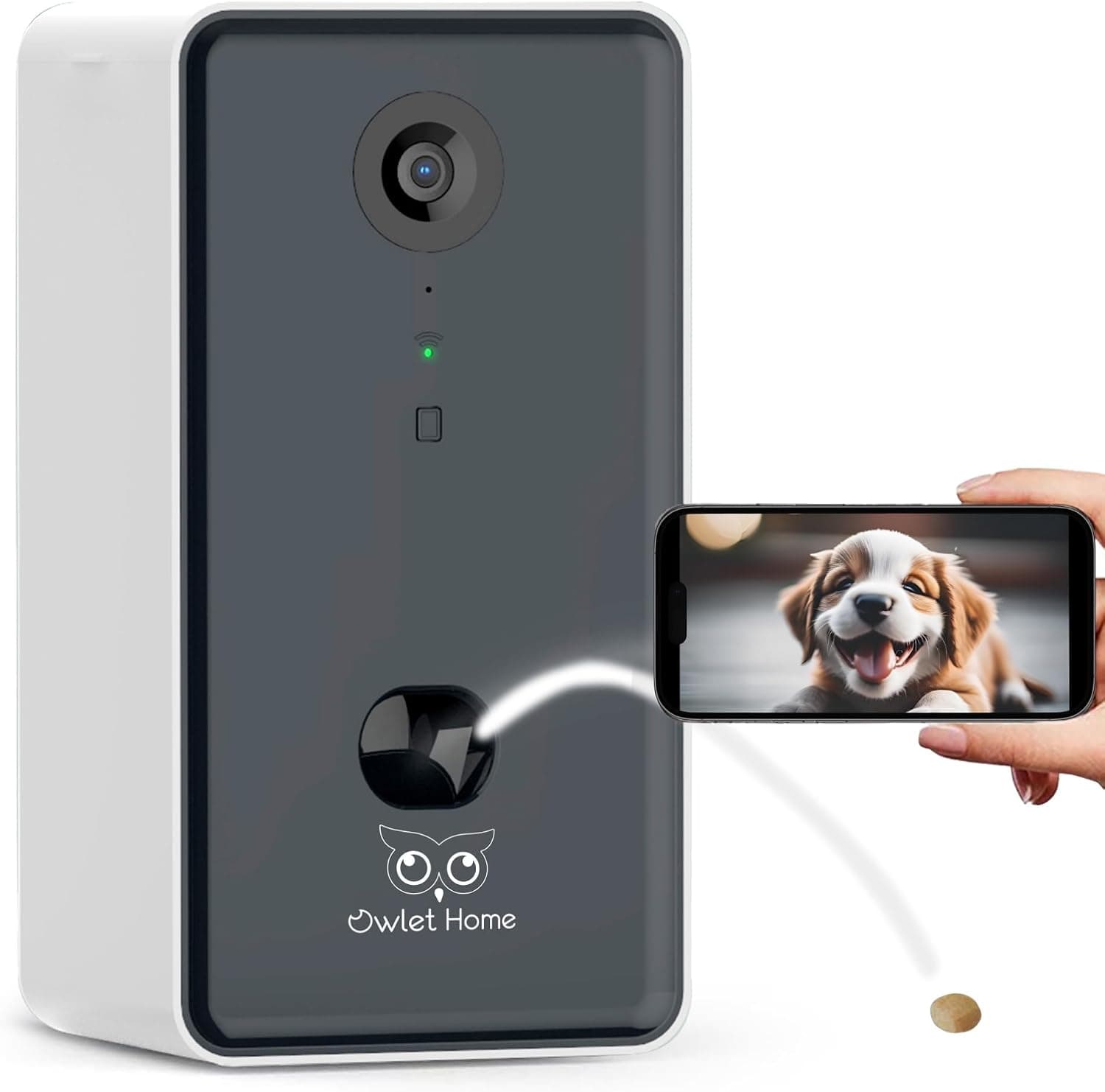 Owlet Home Pet Camera with Treat Dispenser/Tossing, 1080P HD, Night Vision, 2-Way Audio