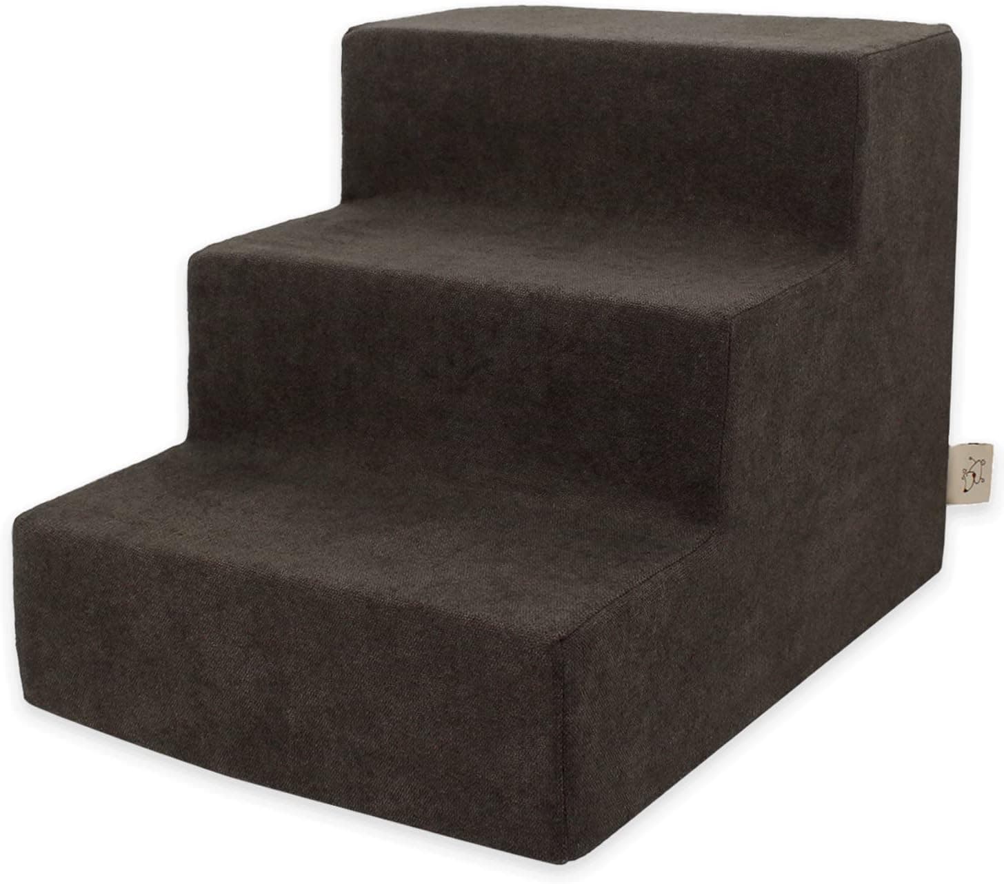 Best Pet Supplies Dog Stairs for Small Dogs & Cats Foam Pet Steps Portable Ramp for Couch Sofa and High Bed Non-Slip (Dark Brown, 3-Step)