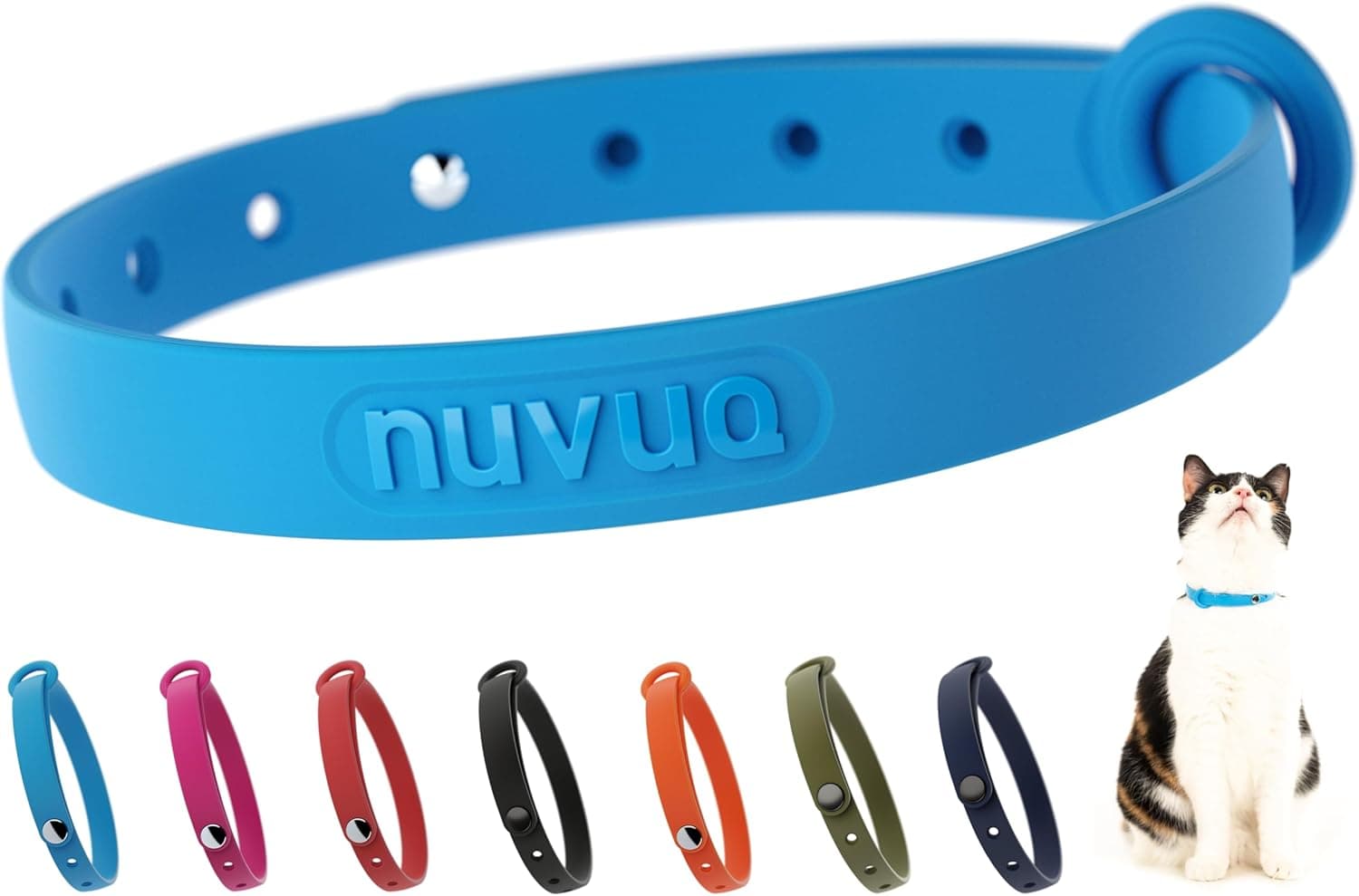 Nuvuq Breakaway Cat Collar - Soft, Comfortable, and Lightweight Safety Buckle Collar with ID Tag Ring