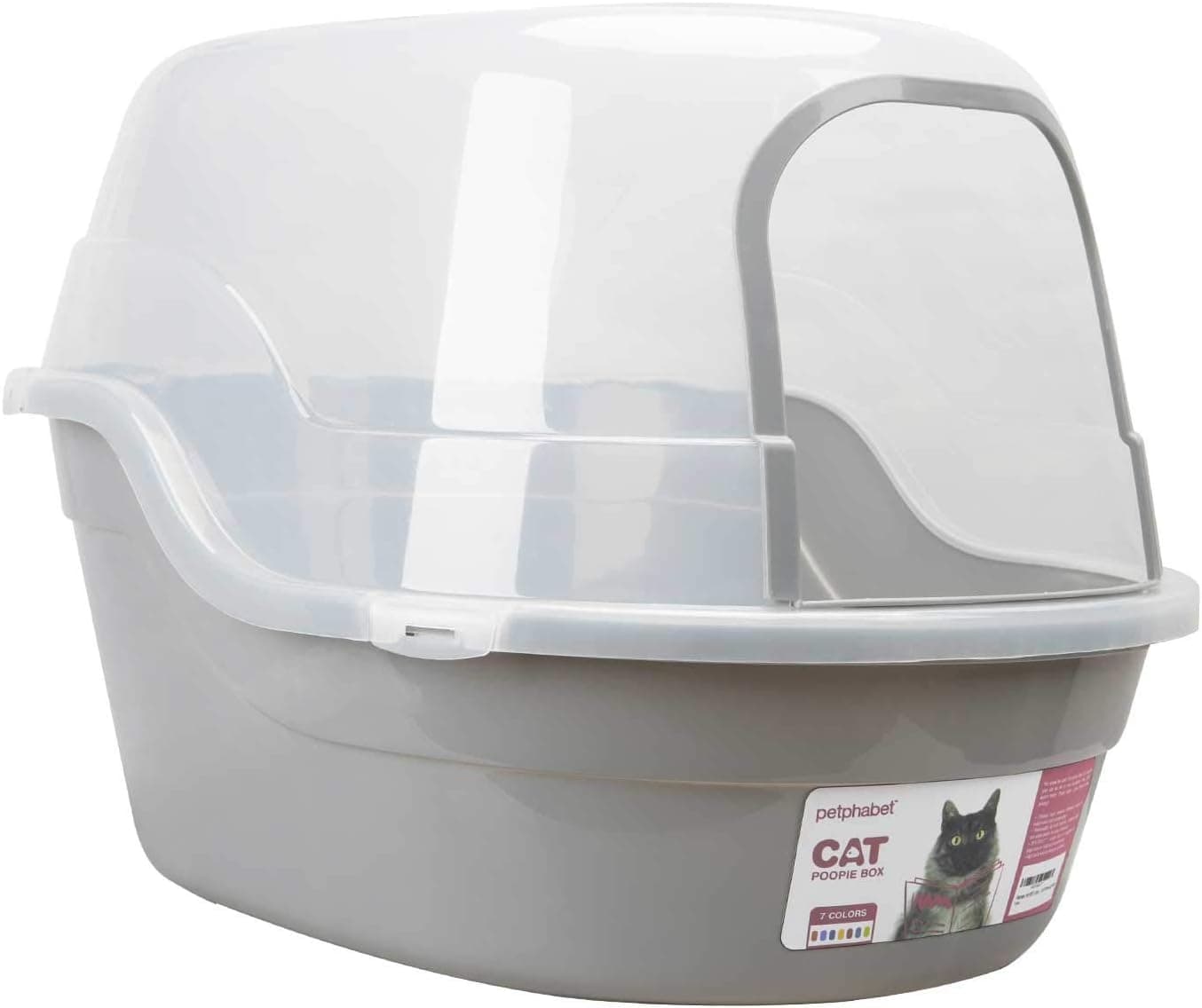 Petphabet Jumbo Hooded Cat Litter Box, Extra Large, Gray
