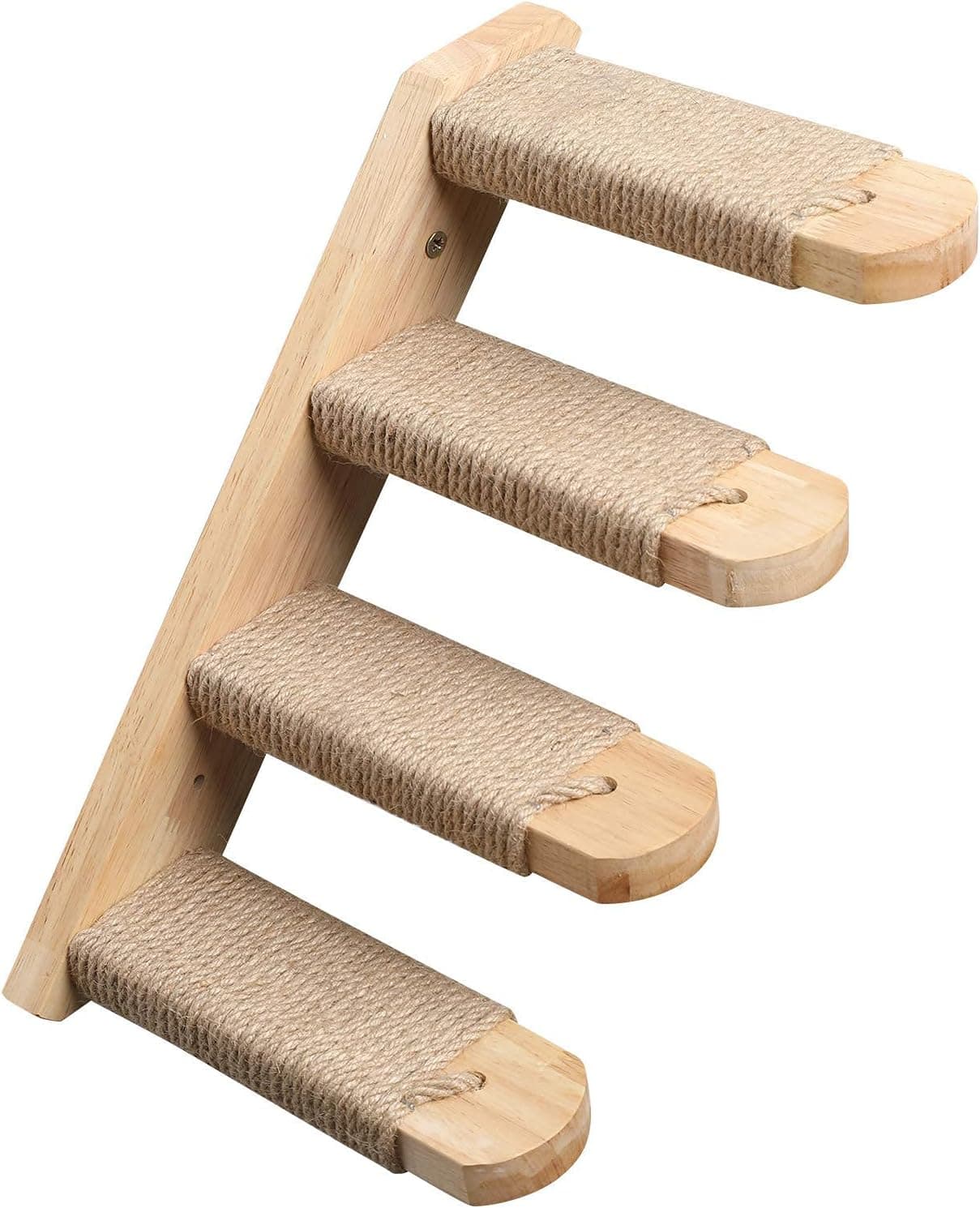 FUKUMARU Cat Climbing Shelf Wall Mounted, Four Step Cat Stair with Jute Scratching for Kitten Shelves Furniture - Small