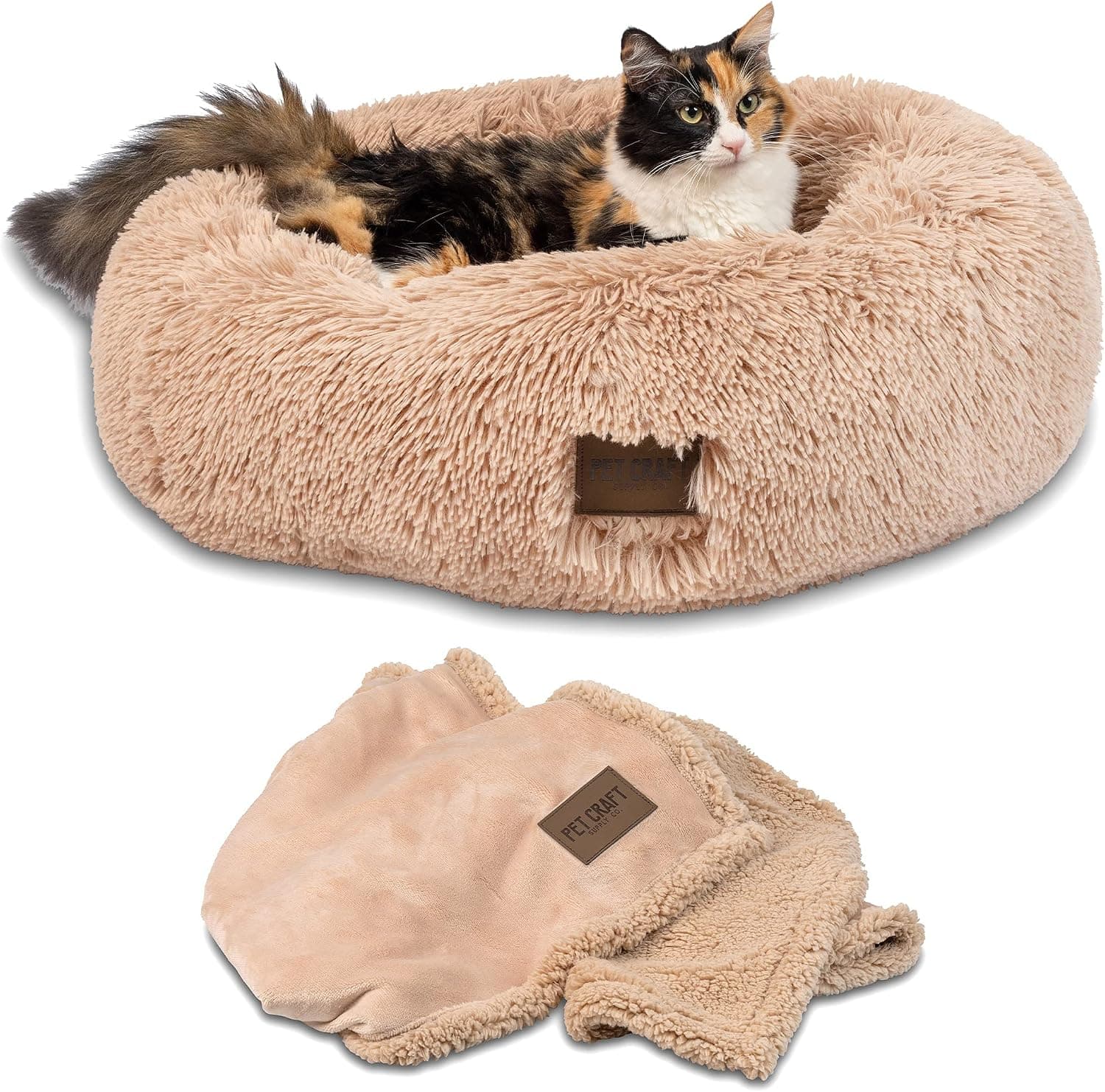 Pet Craft Supply Ultra Plush Calming Anti-Anxiety Pet Bed with Blanket