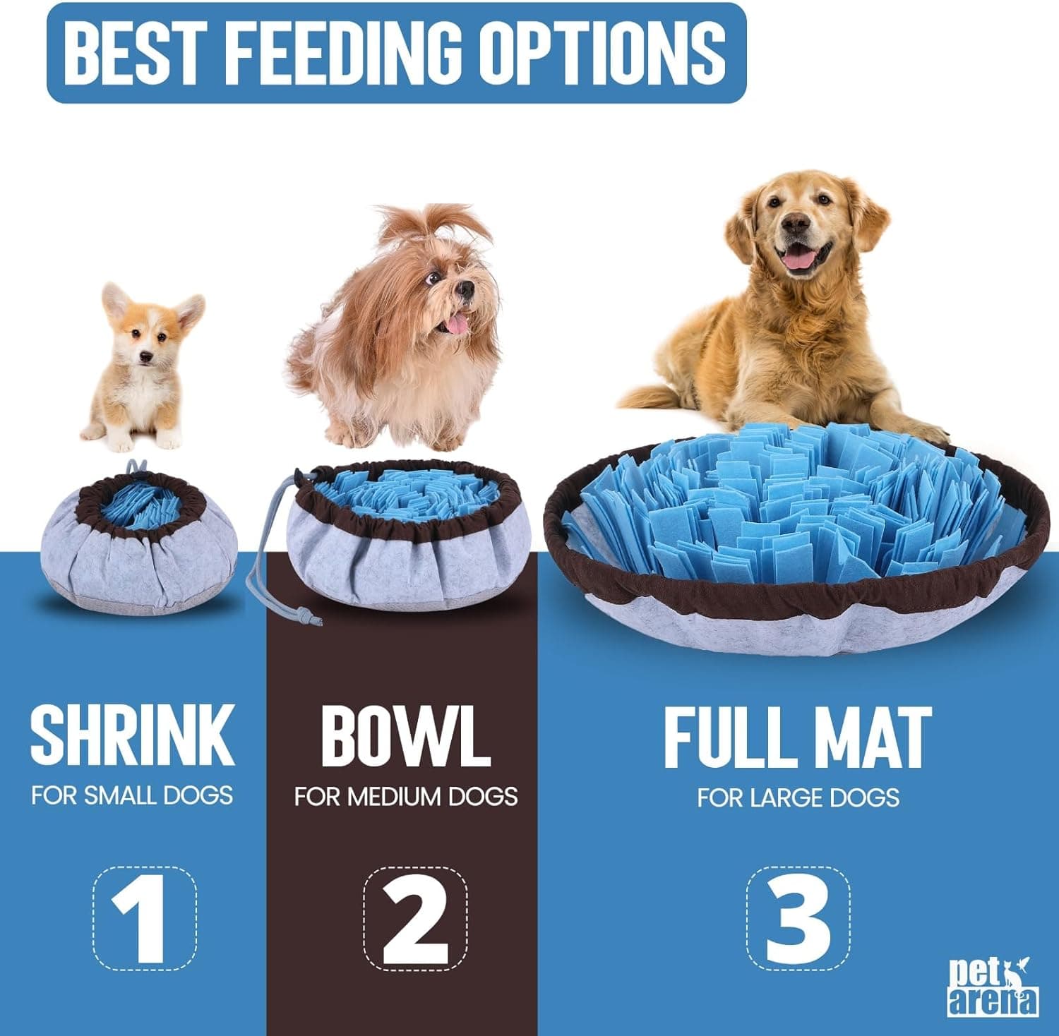 PET ARENA Snuffle Mat for Dogs - Adjustable Interactive Puzzle Toy Slow Feeder for Mental Stimulation