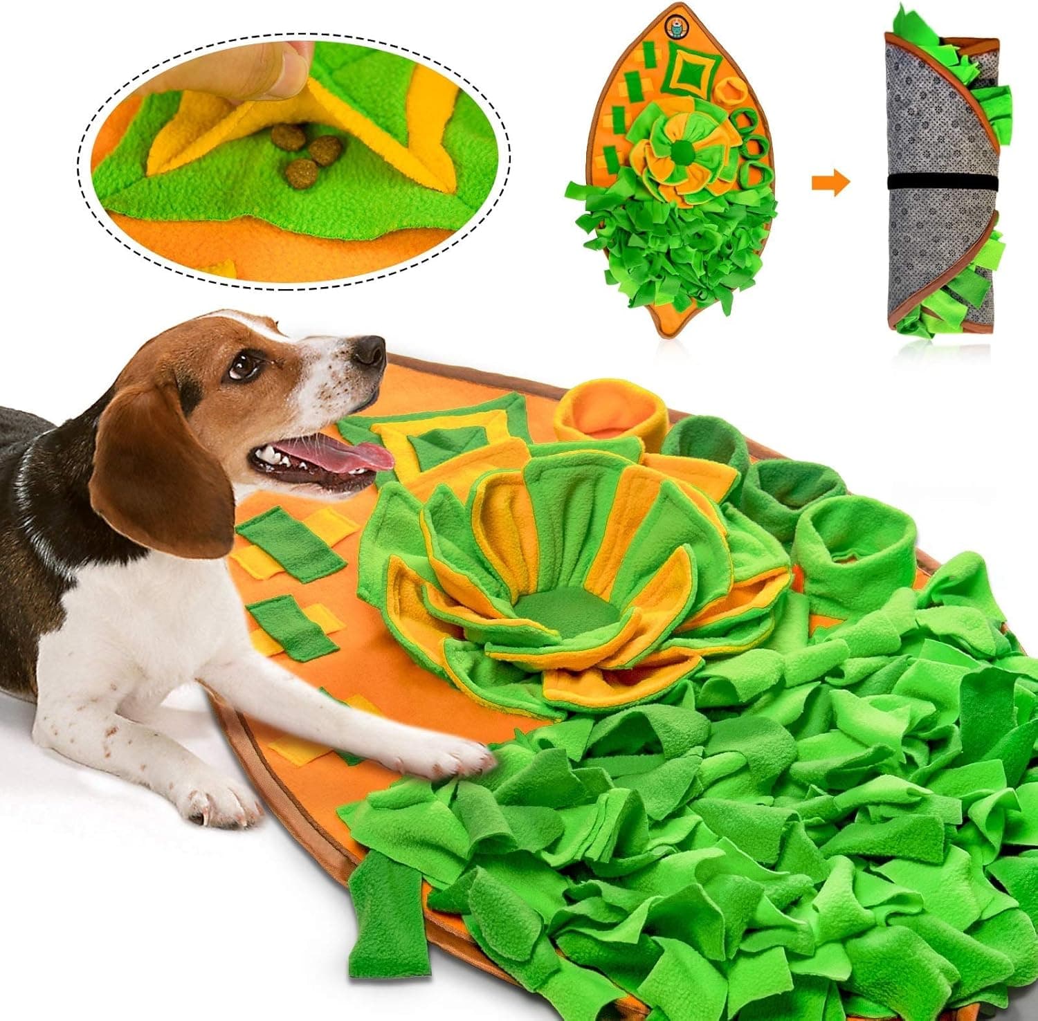 AWOOF Snuffle Mat for Dogs, Dog Cats Nosework Feeding Mat, Interactive Puzzle Toy