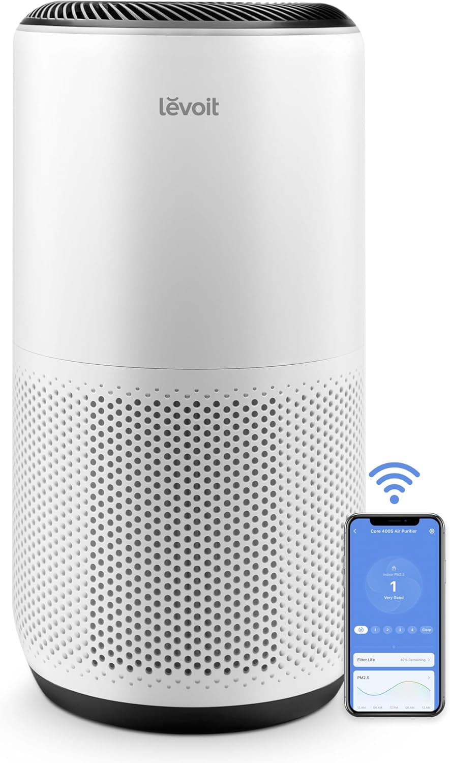 LEVOIT Smart Air Purifier for Home Large Room Up to 1733 ft² Core 400S-P, HEPA Sleep Mode, Auto Mode, Air Qual