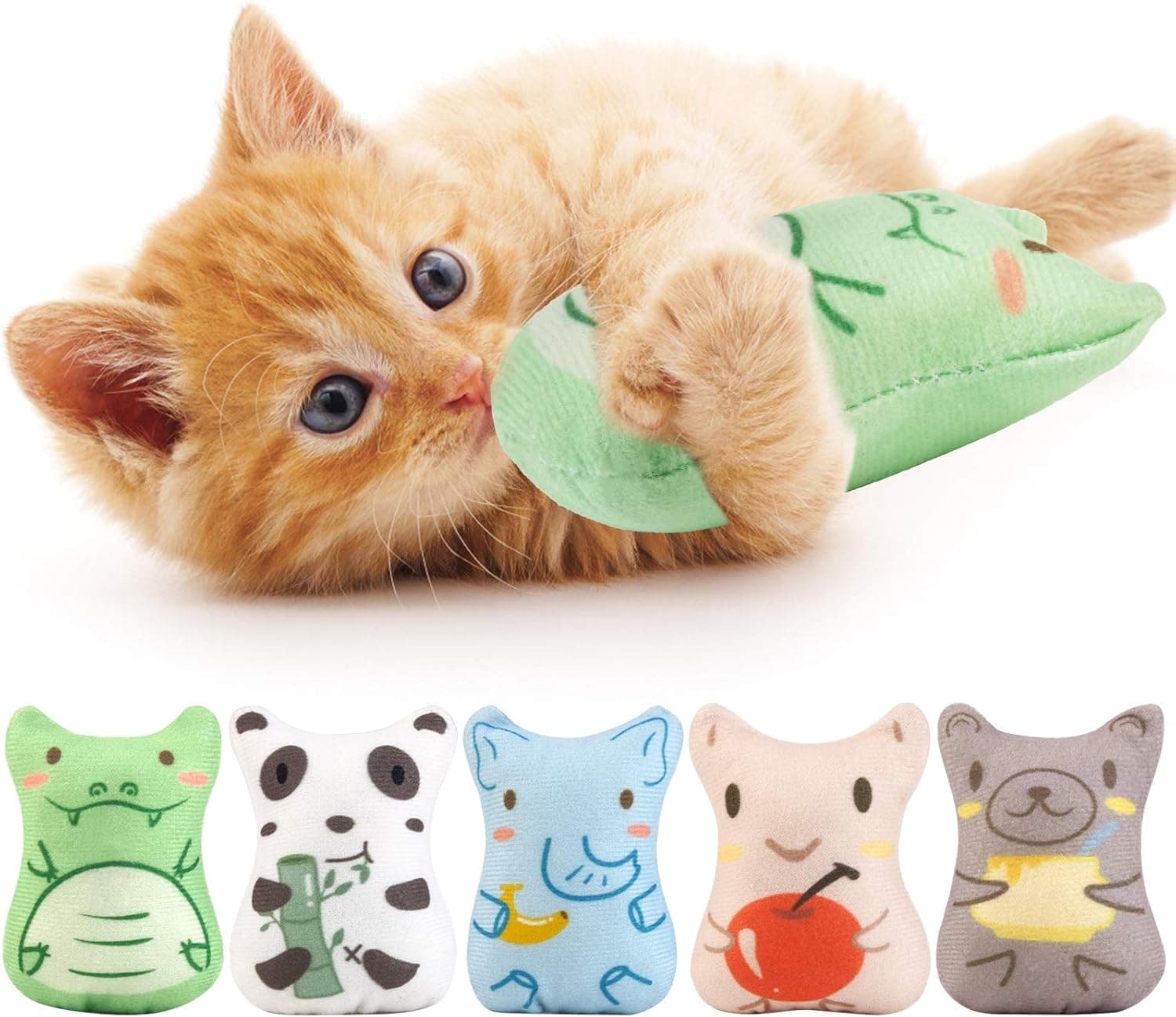 Dorakitten Catnip Toys for Indoor Cats, 5PCS Plush Chew Toys